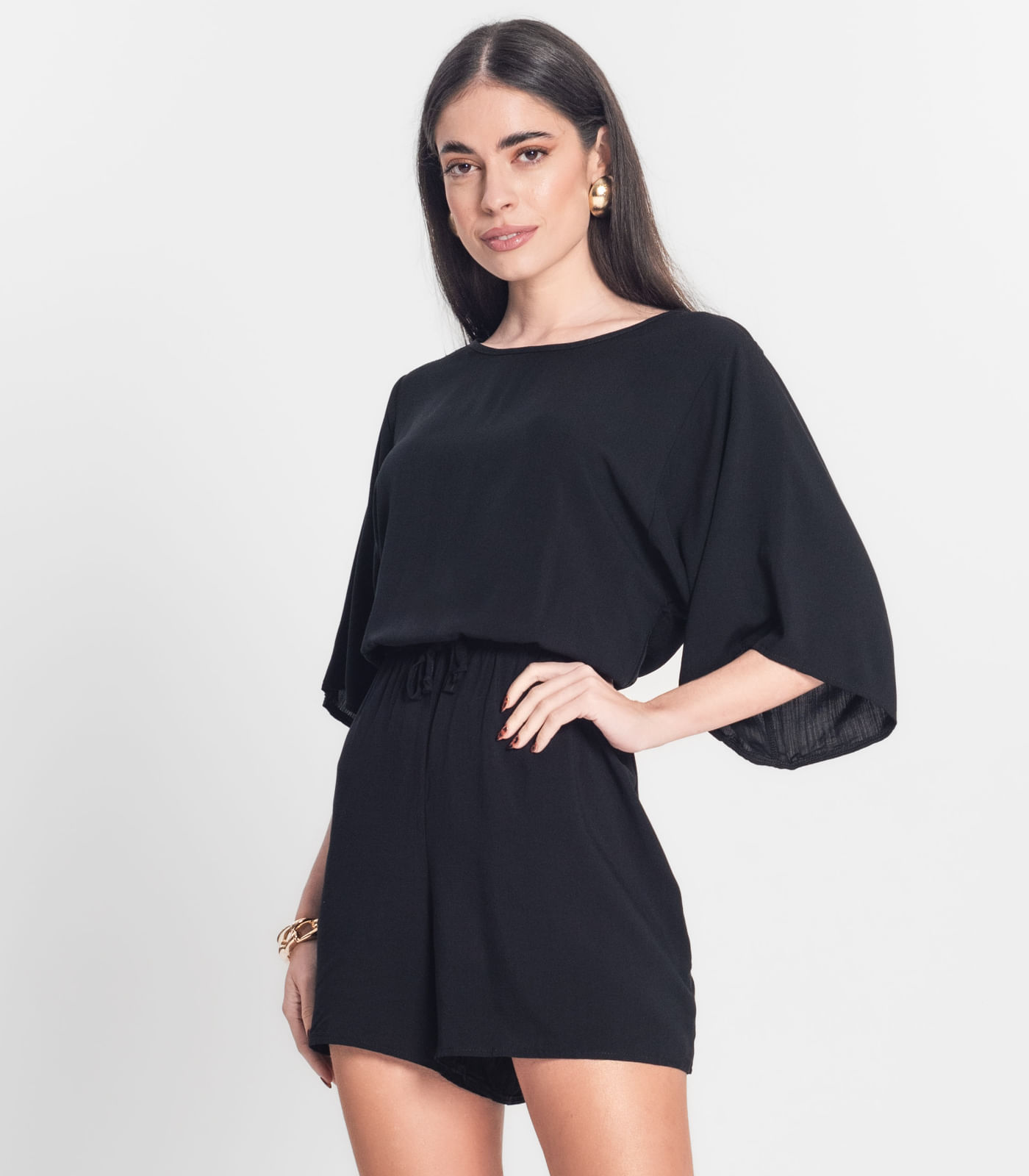 Macaquinho Feminino Viscose Infinita Cor Preto - Imagem 27