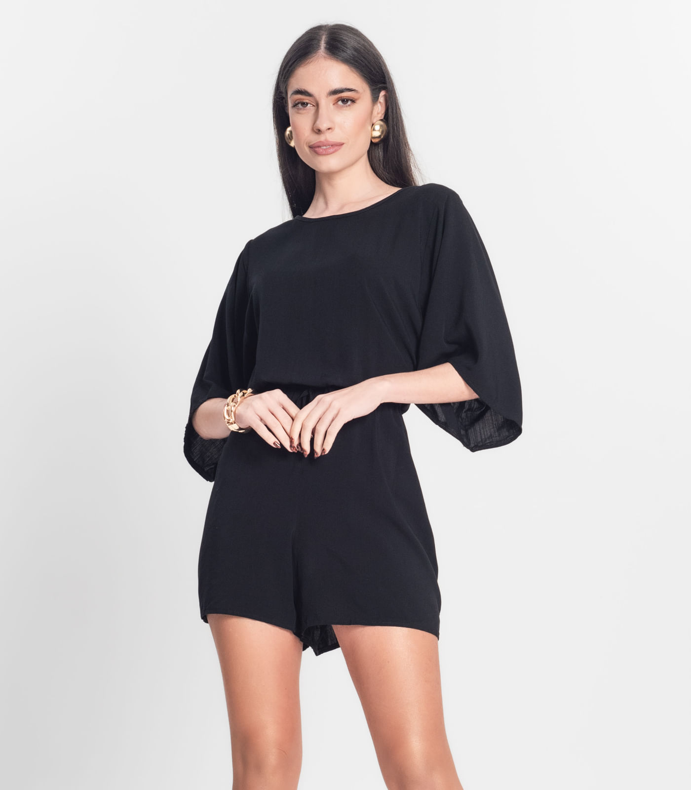 Macaquinho Feminino Viscose Infinita Cor Preto - Imagem 10