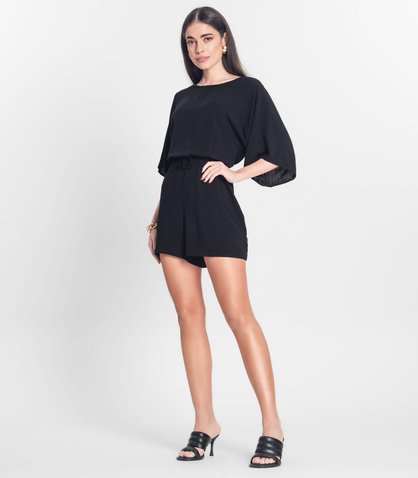 Macaquinho Feminino Viscose Infinita Cor Preto - Imagem 16