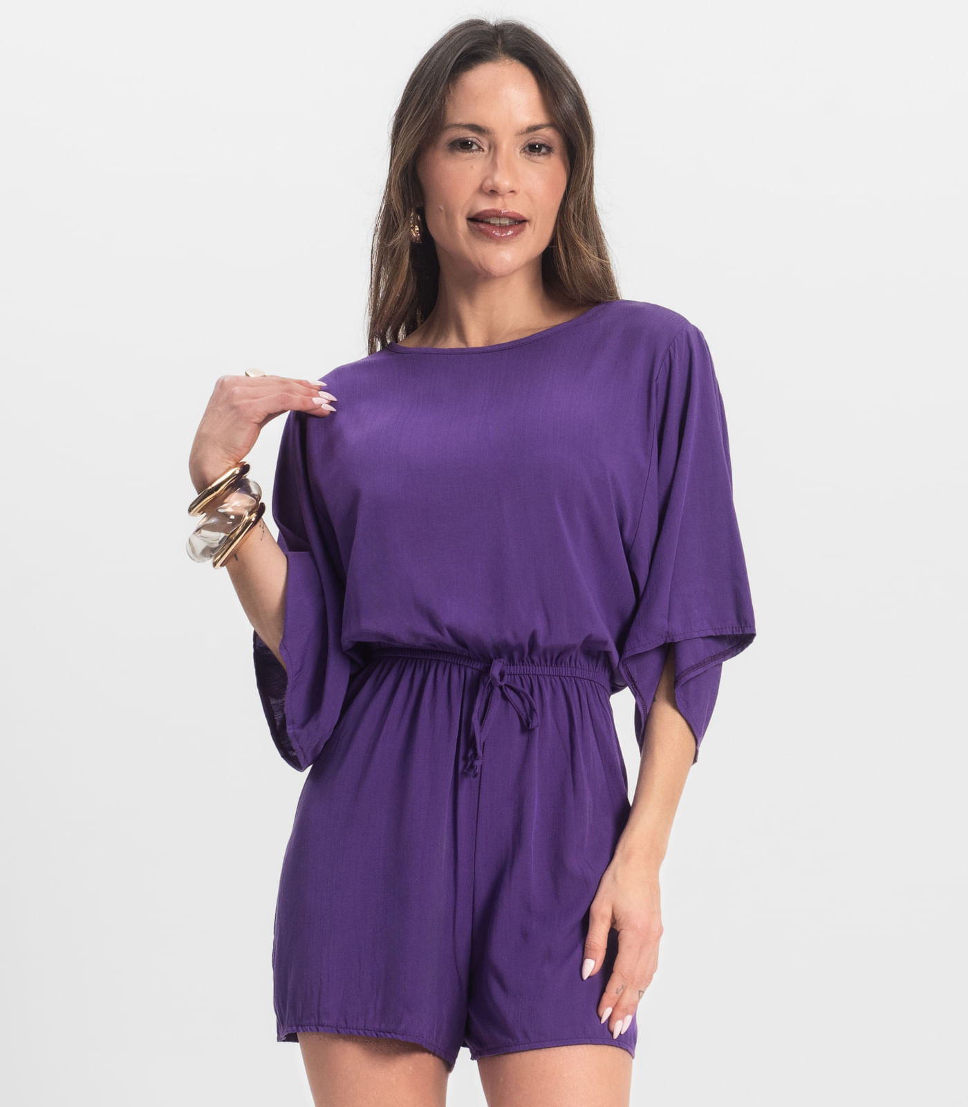 Macaquinho Feminino Viscose Infinita Cor Roxo - Imagem 4