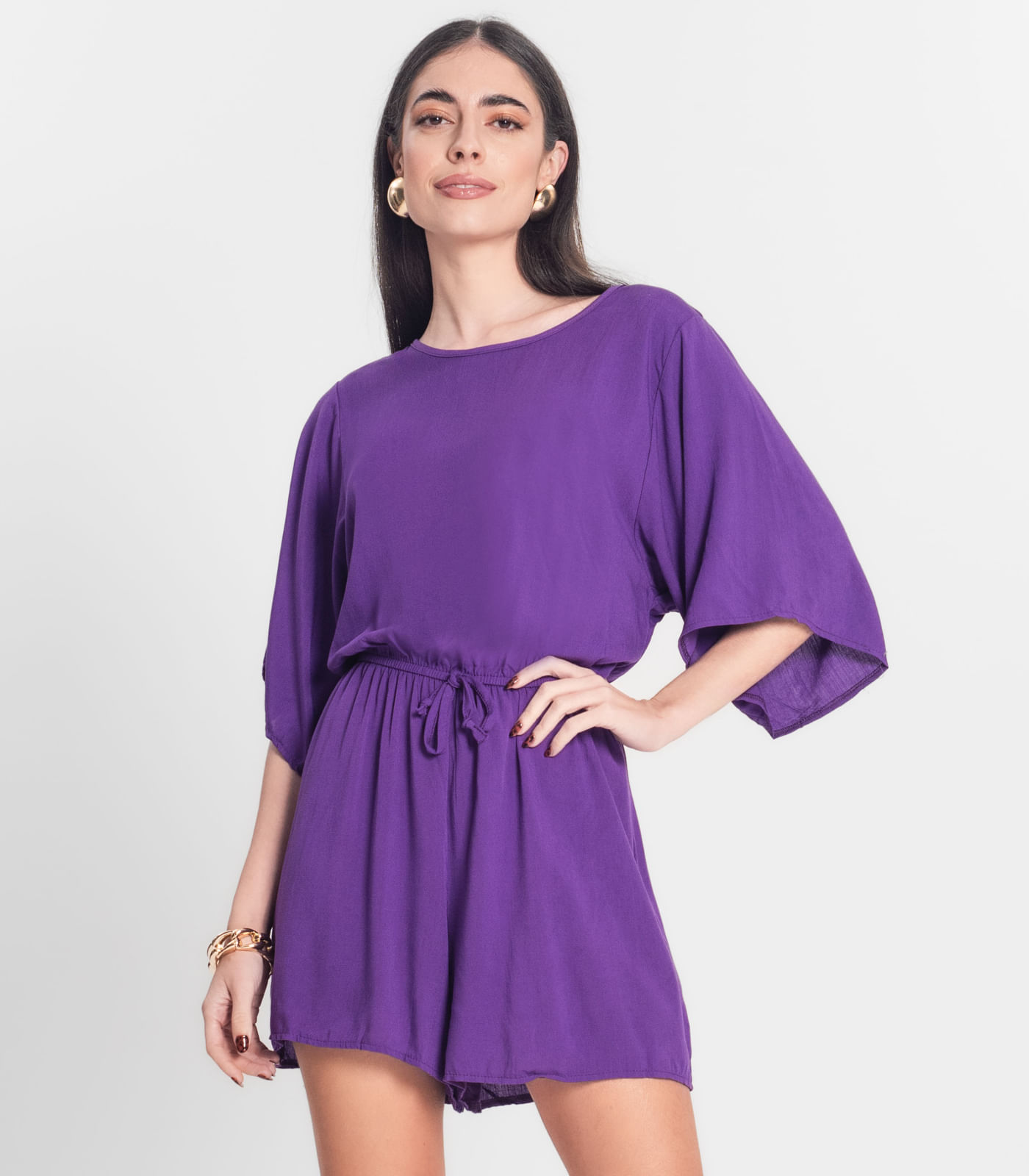 Macaquinho Feminino Viscose Infinita Cor Roxo - Imagem 19