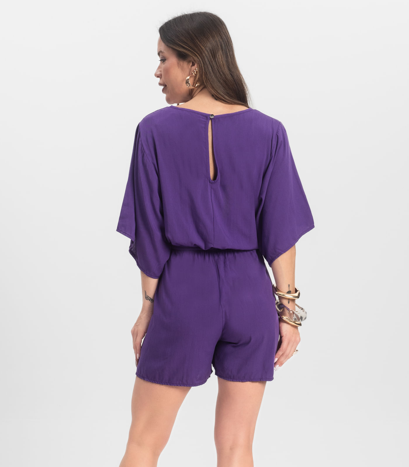 Macaquinho Feminino Viscose Infinita Cor Roxo - Imagem 21