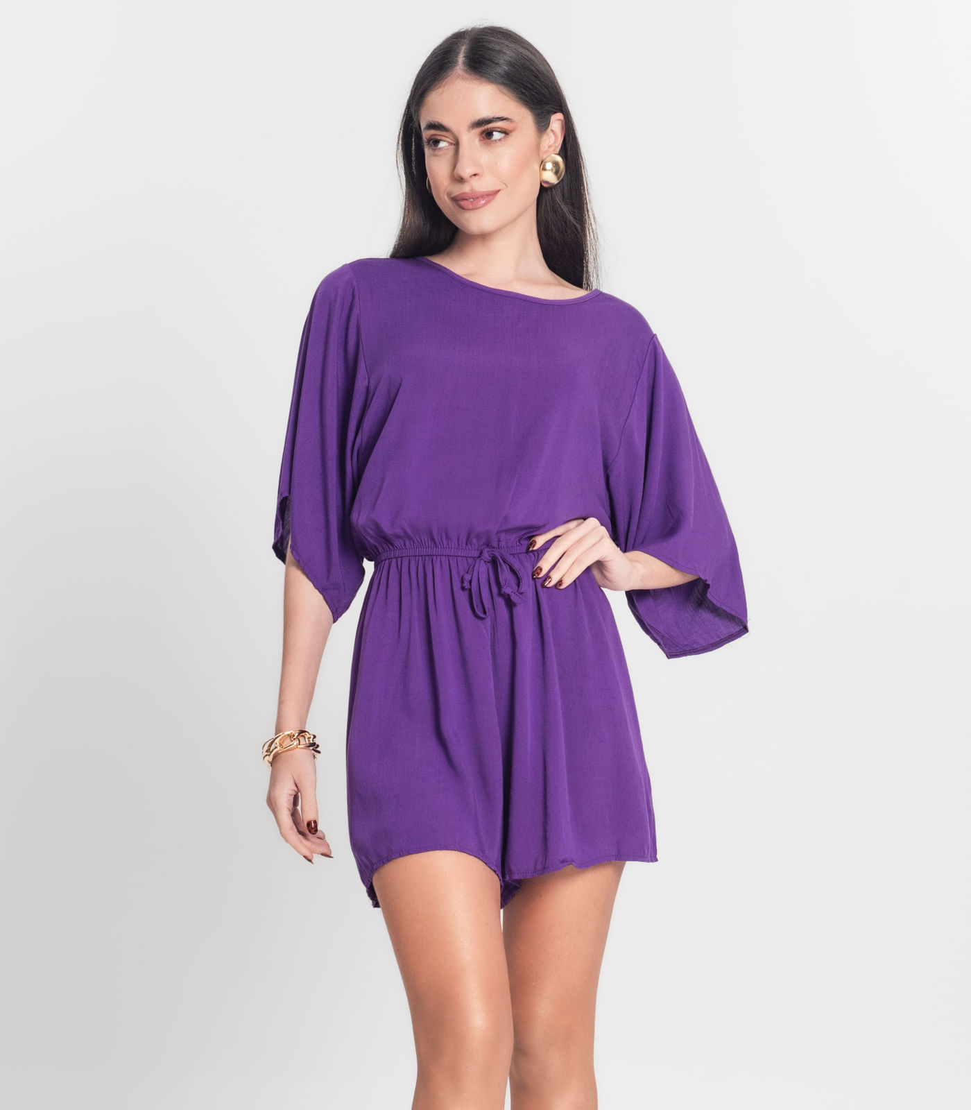 Macaquinho Feminino Viscose Infinita Cor Roxo - Imagem 26