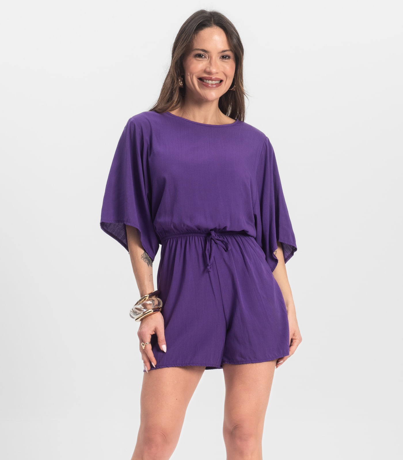 Macaquinho Feminino Viscose Infinita Cor Roxo - Imagem 25