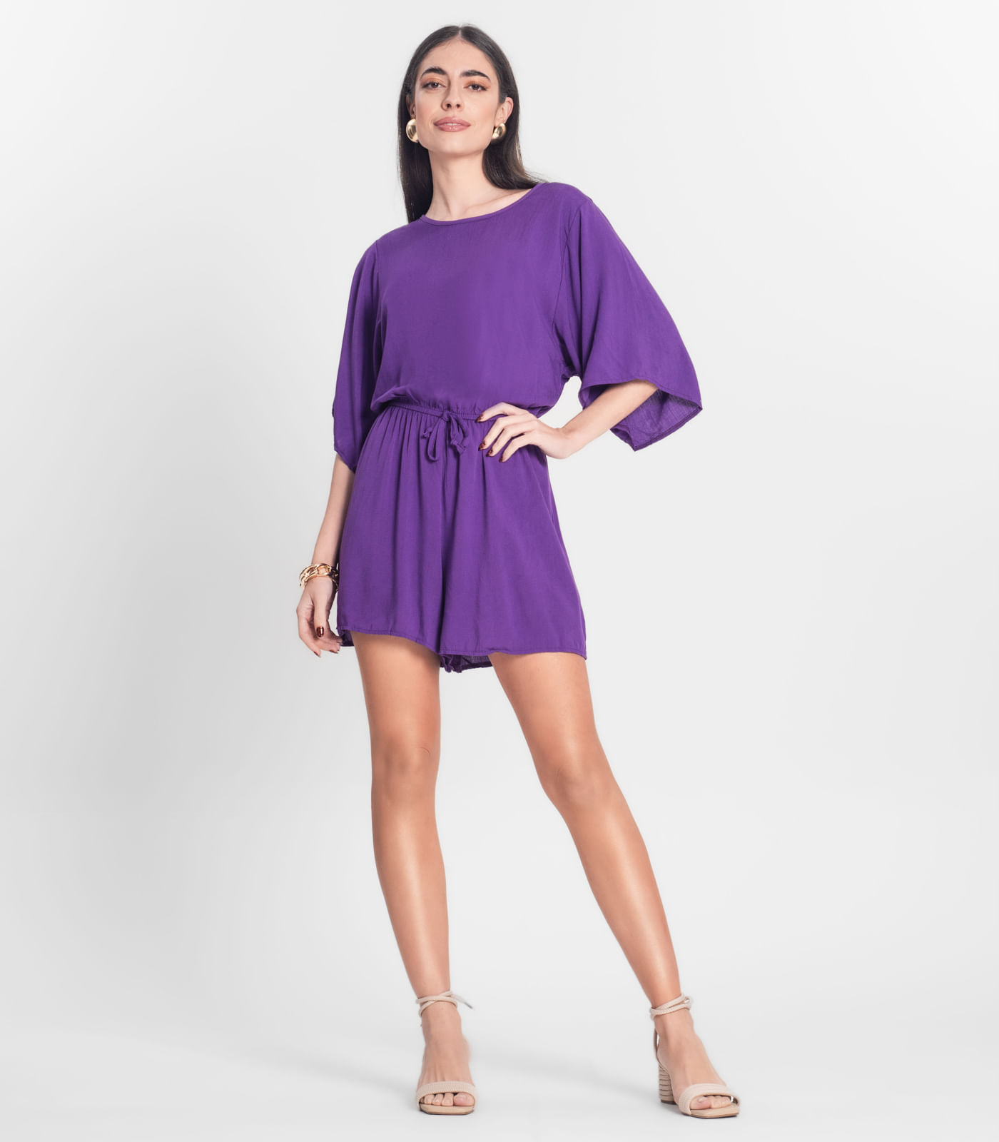 Macaquinho Feminino Viscose Infinita Cor Roxo - Imagem 32