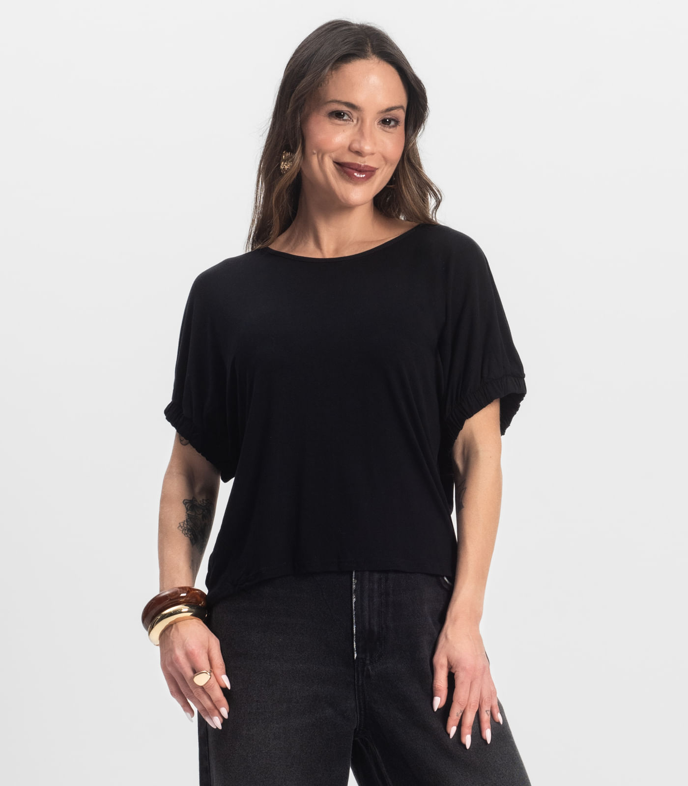 Blusa Viscose Infinita Cor Preto - Imagem 9