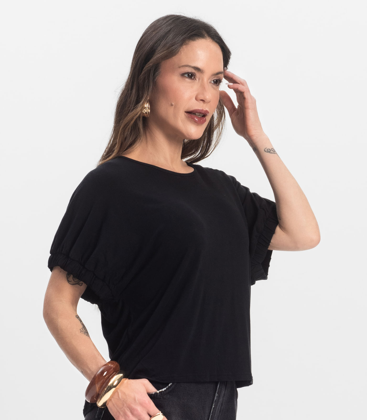 Blusa Viscose Infinita Cor Preto - Imagem 4