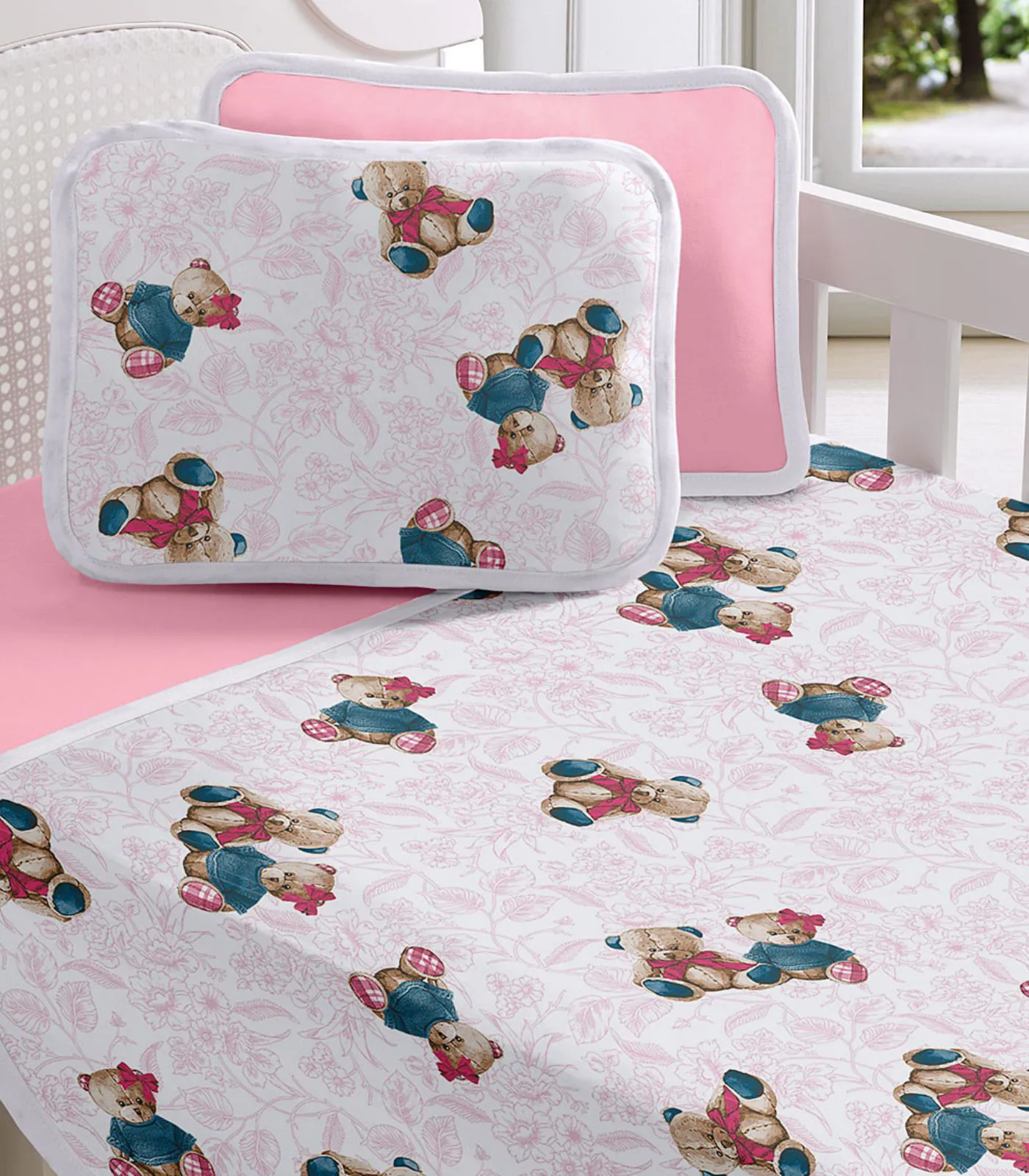 Jogo Cama Baby Estampado Vivaldi Rosa