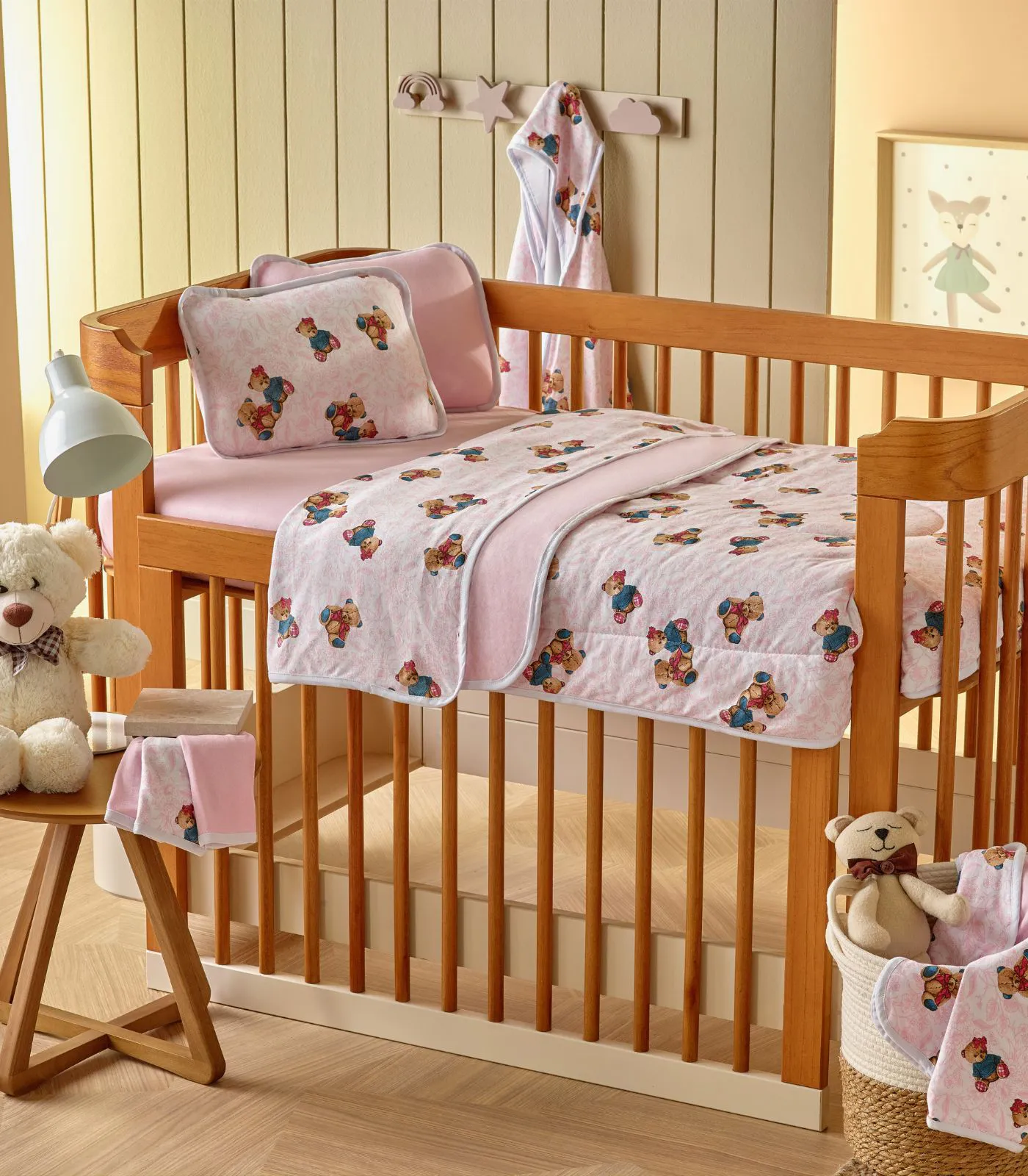 Jogo Cama Baby Estampado Vivaldi Rosa - Imagem 2