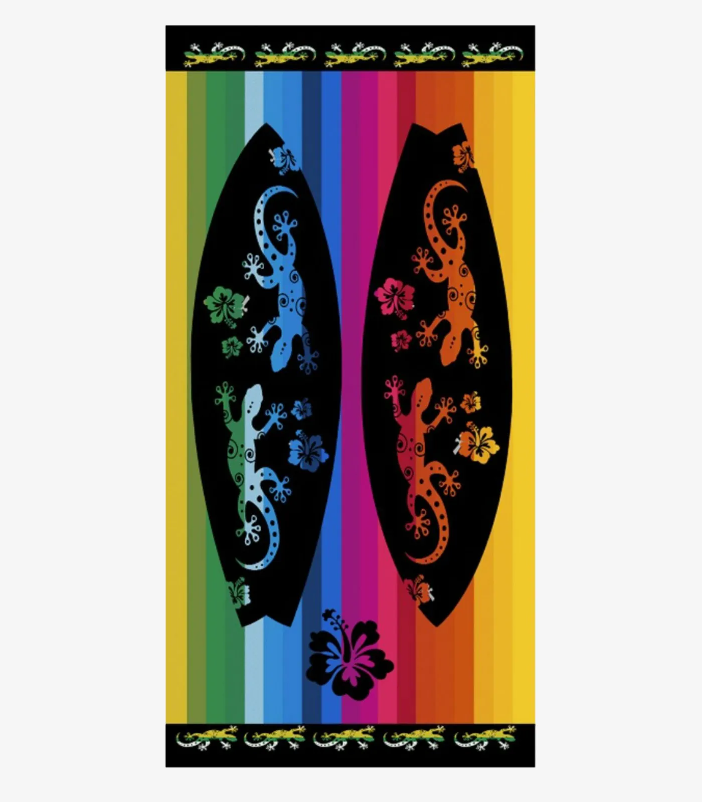 Toalha De Praia Estampada Toque Aveludado Rozac Preto