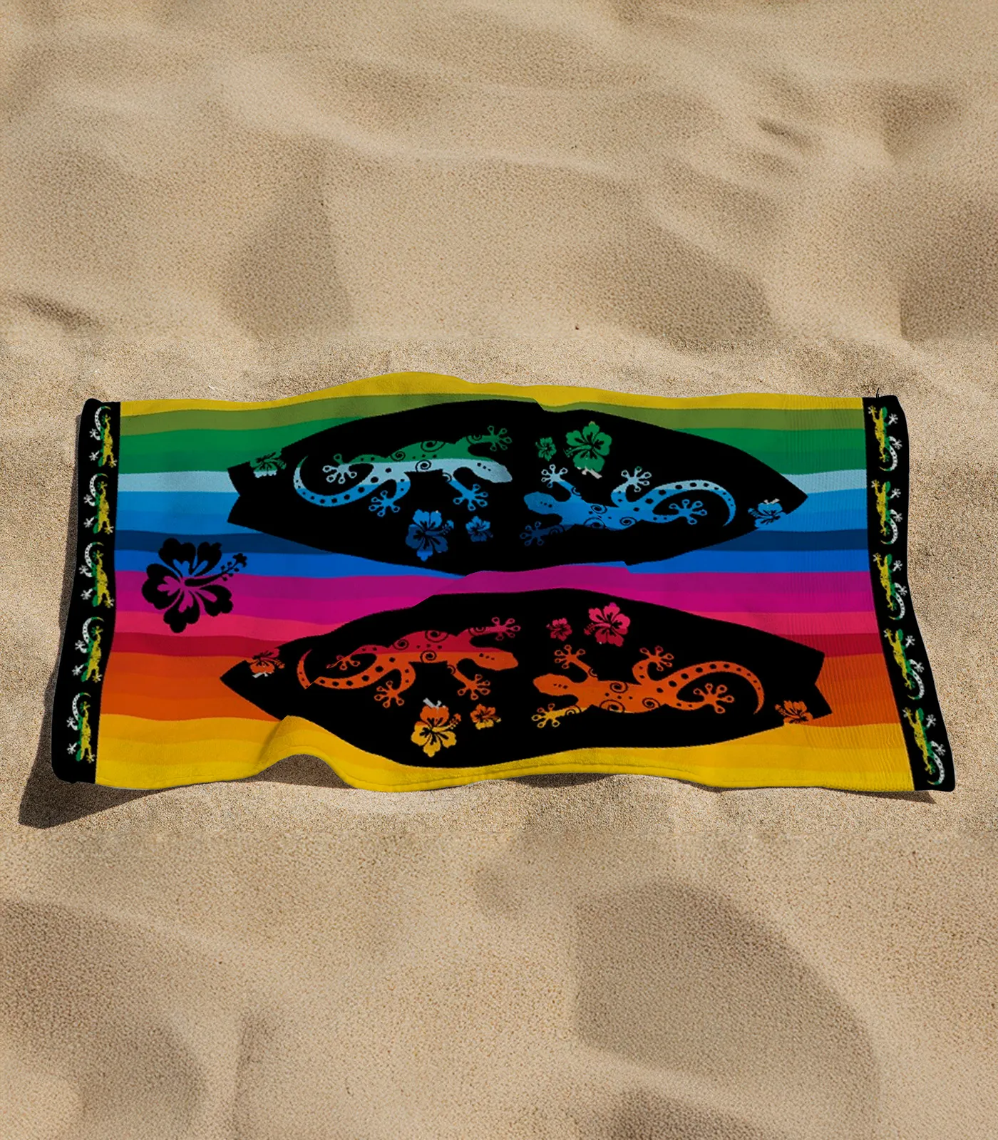 Toalha De Praia Estampada Toque Aveludado Rozac Preto - Imagem 2