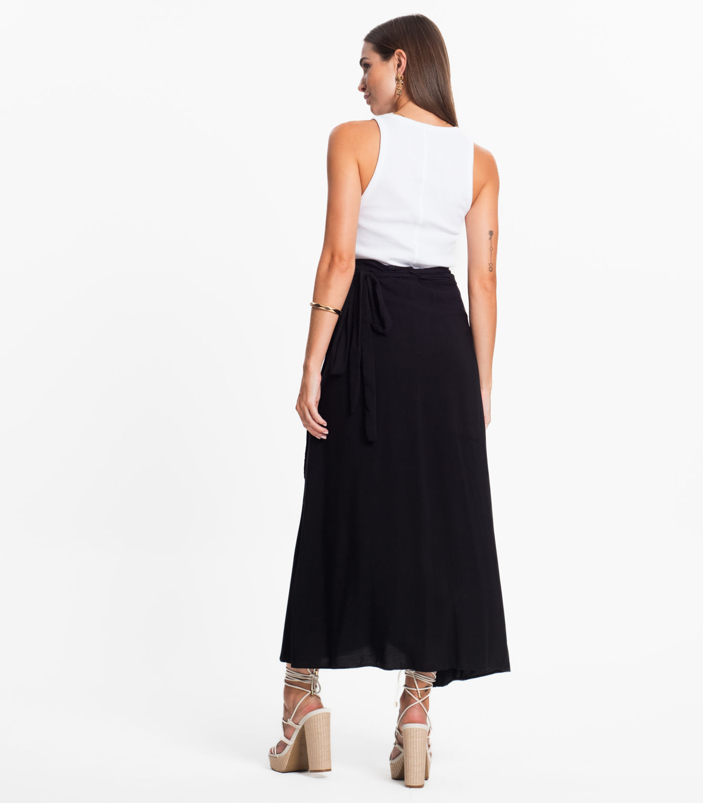 Saia Midi Amarração Envelope Select Preto - Imagem 3