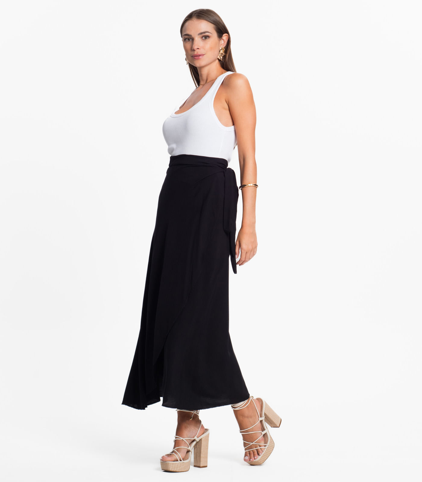 Saia Midi Amarração Envelope Select Preto - Imagem 4