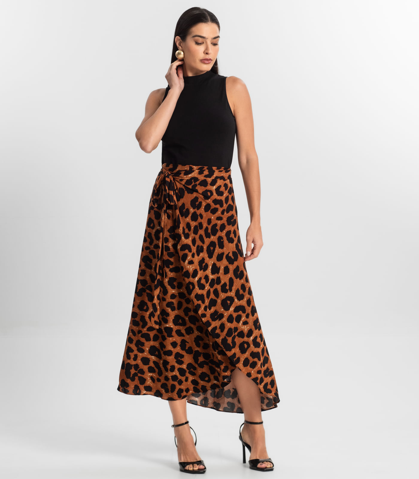 Saia Midi Amarração Envelope Select Vermelho - Imagem 4