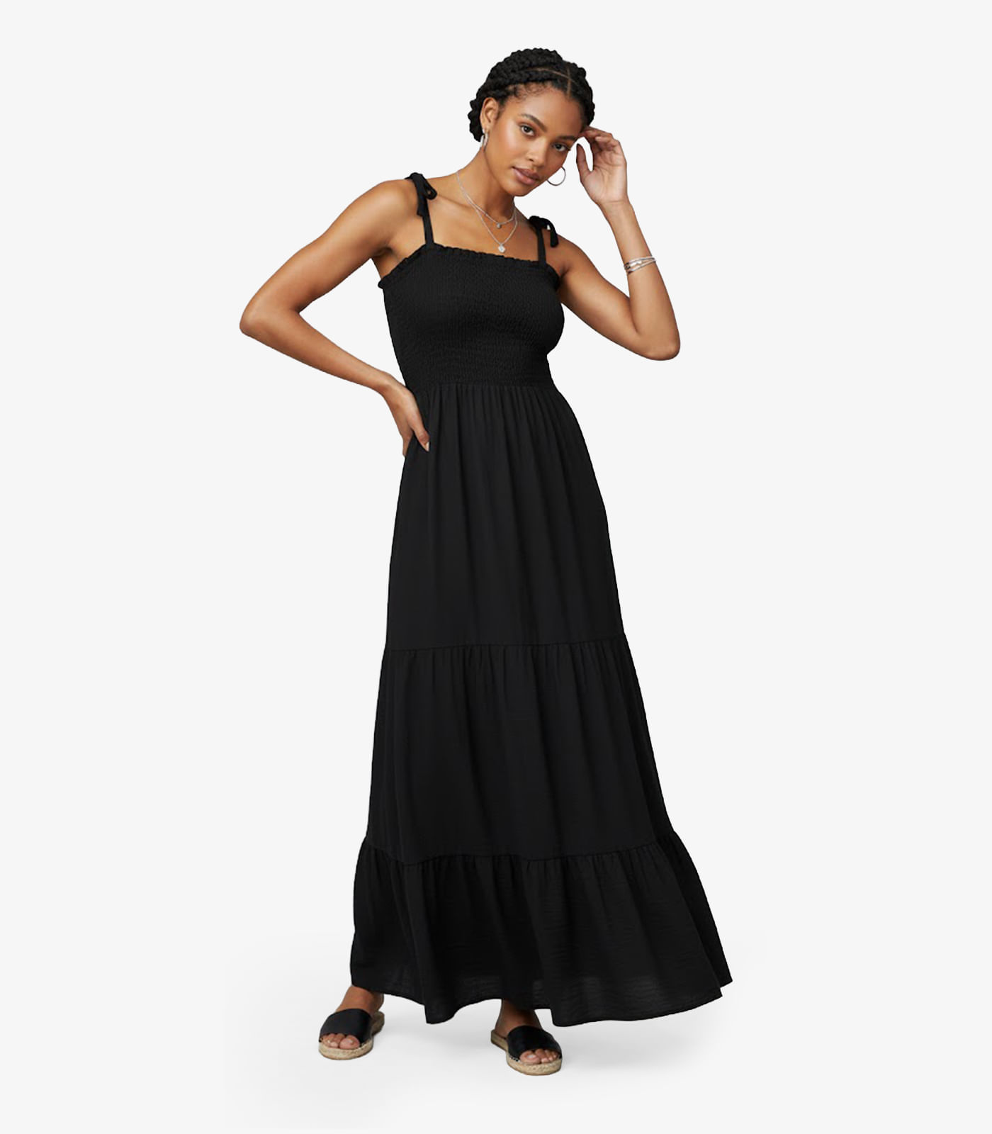Vestido Longo Feminino De Lastex Duna Liso Select Preto