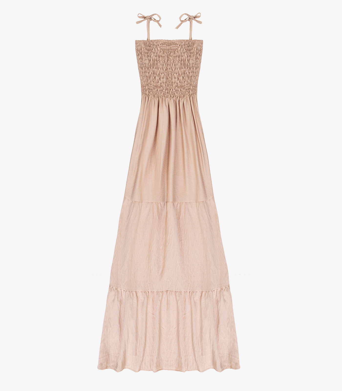 Vestido Longo Feminino De Lastex Duna Liso Select Bege