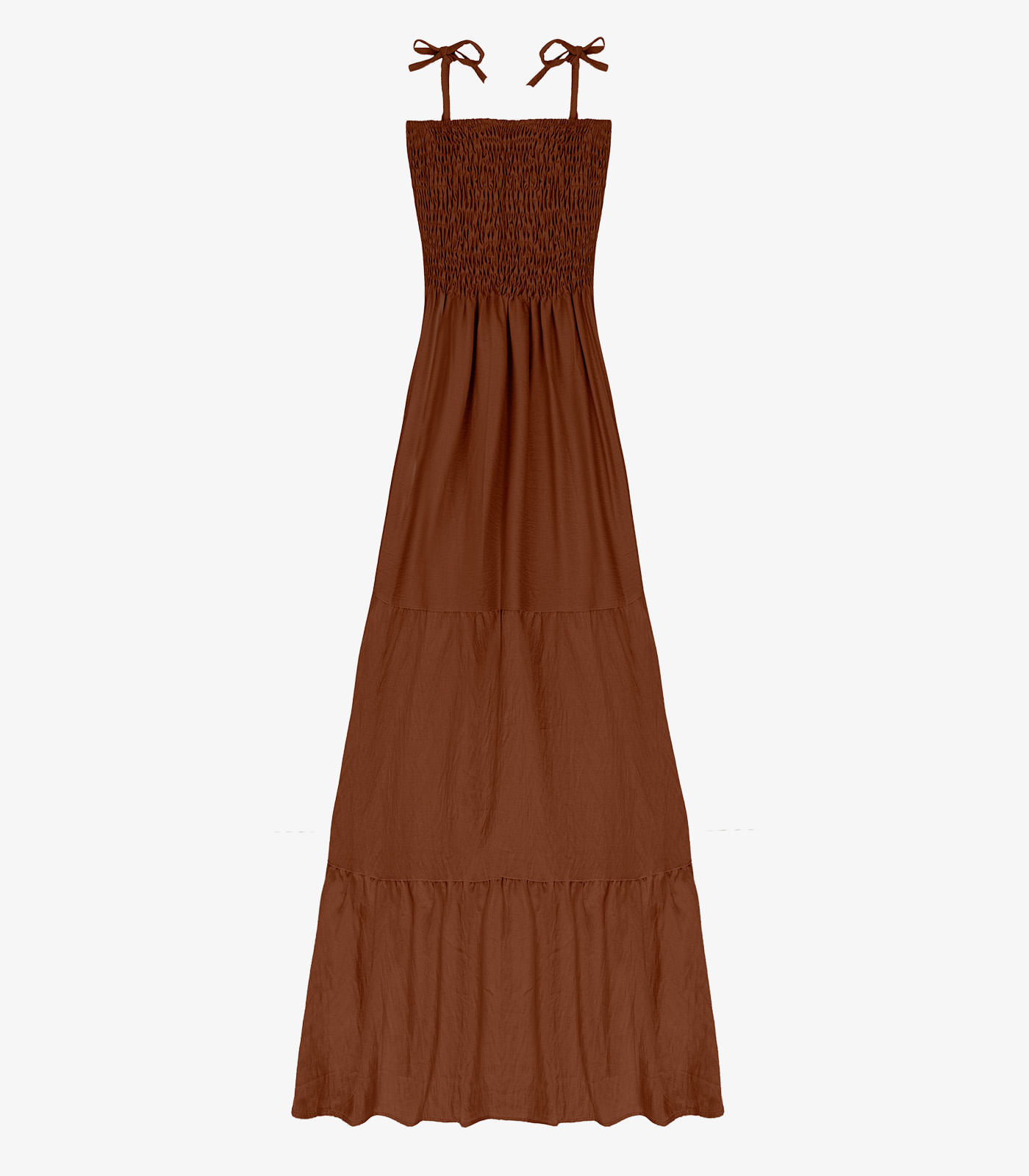 Vestido Longo Feminino De Lastex Duna Liso Select Marrom - Imagem 3