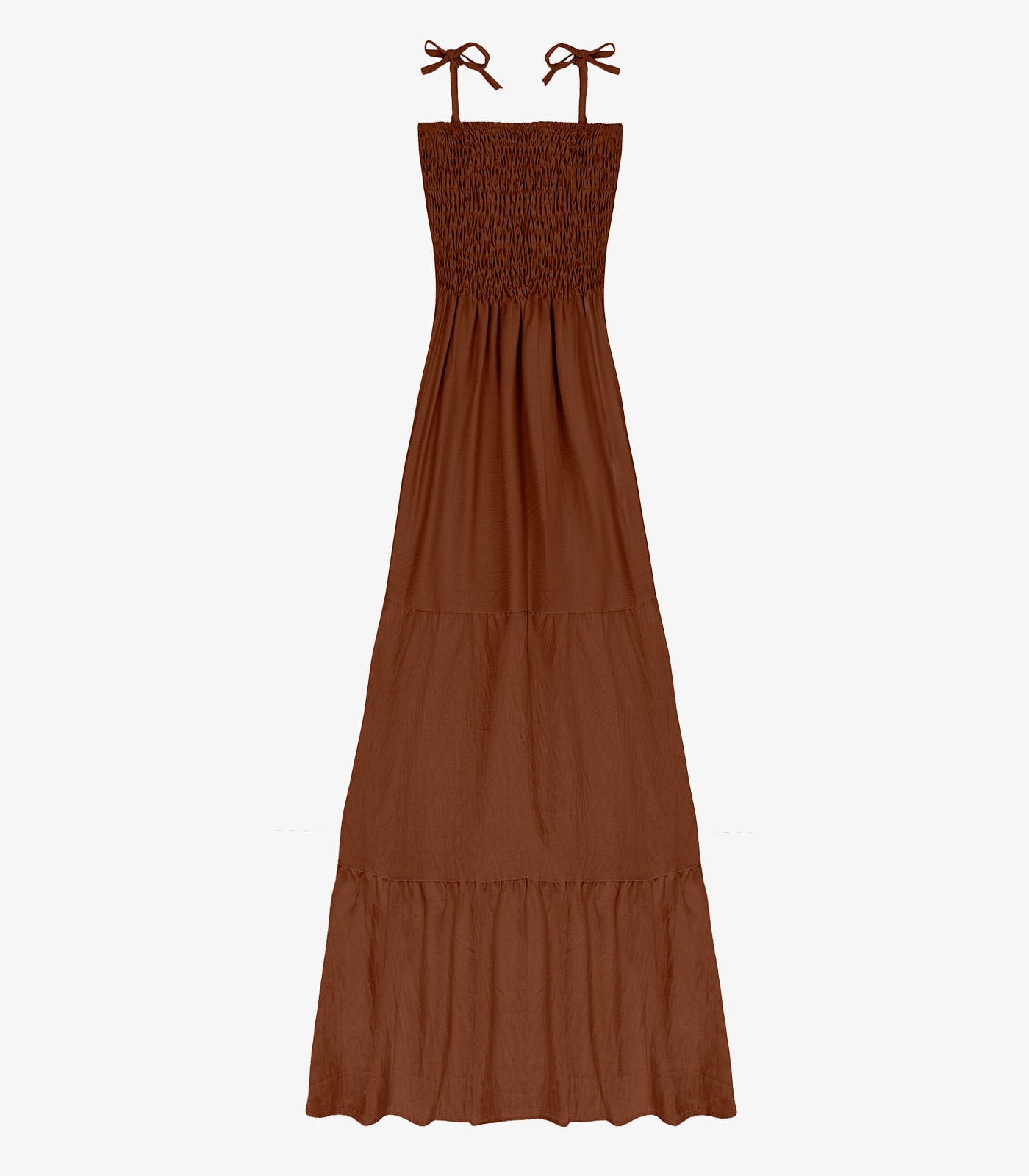 Vestido Longo Feminino De Lastex Duna Liso Select Marrom - Imagem 2