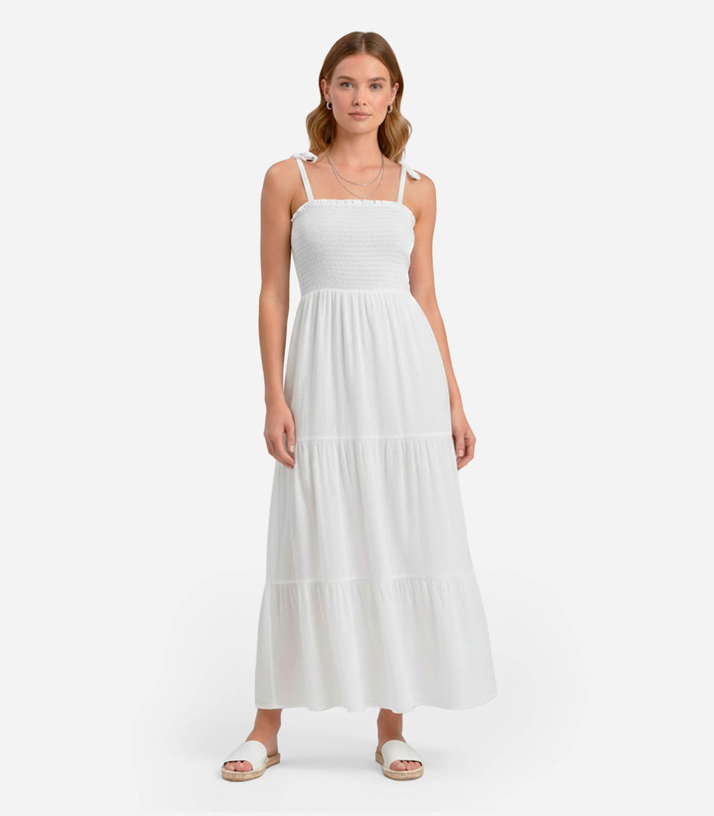 Vestido Longo Feminino De Lastex Duna Liso Select Branco