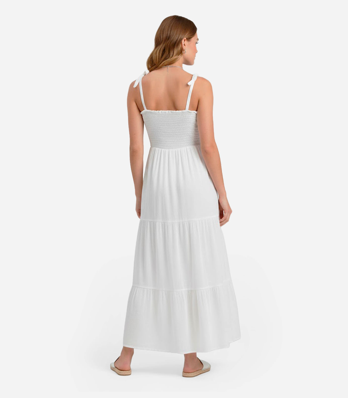 Vestido Longo Feminino De Lastex Duna Liso Select Branco - Imagem 2
