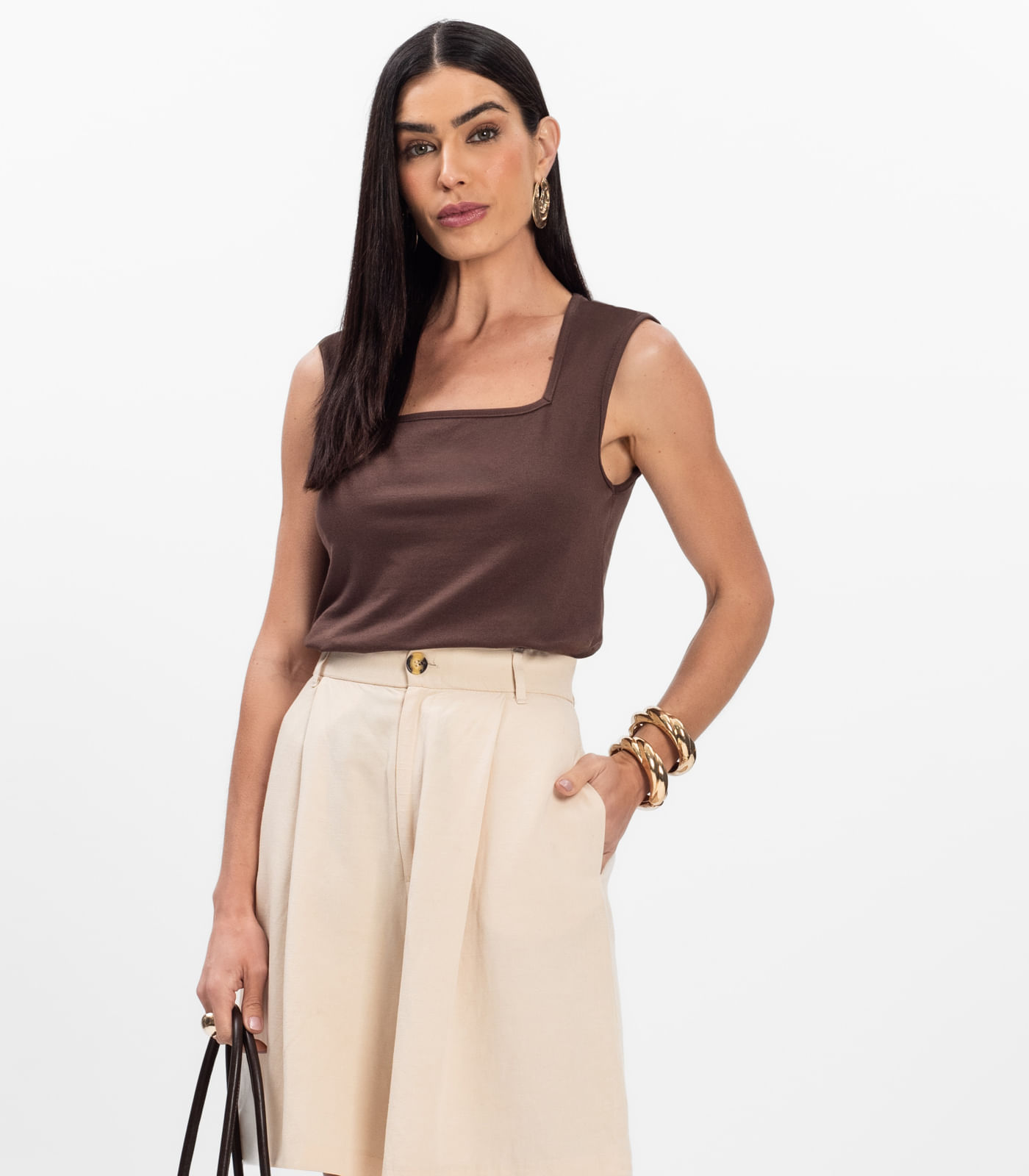 Blusa Feminina Infinita Cor Chocolate - Imagem 9