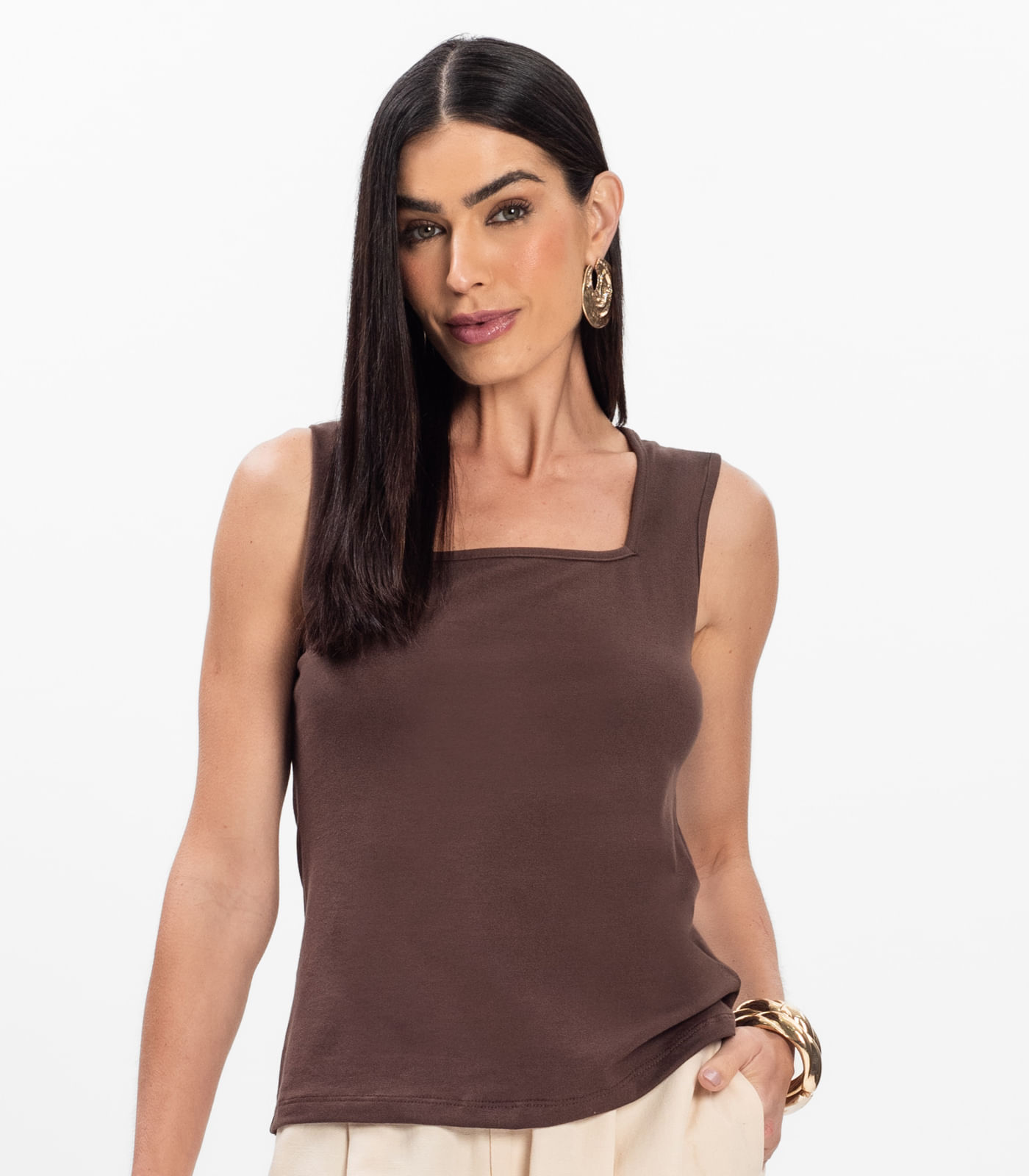 Blusa Feminina Infinita Cor Chocolate - Imagem 14
