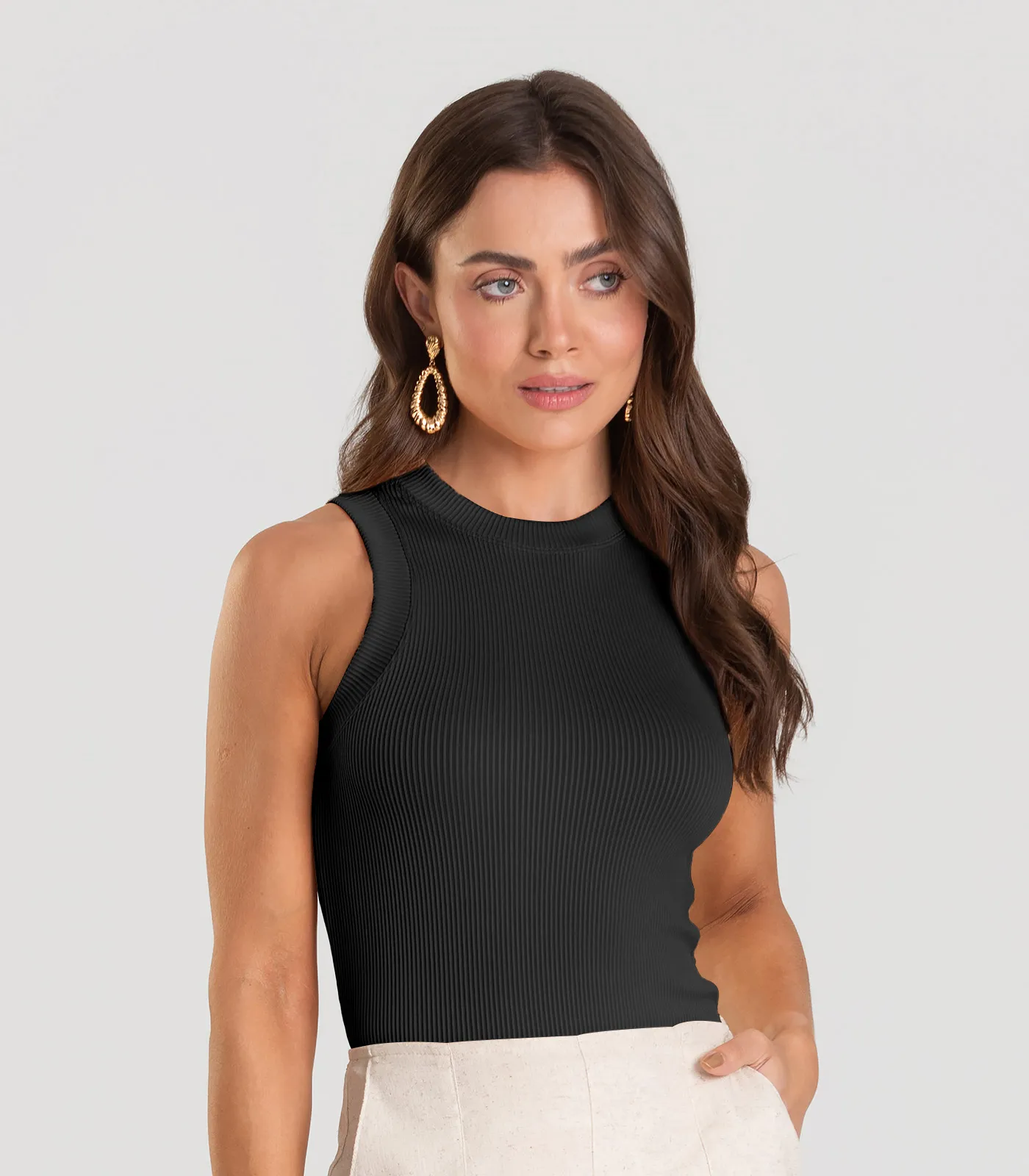 Regata Feminina Canelada Dianna Preto - Imagem 2