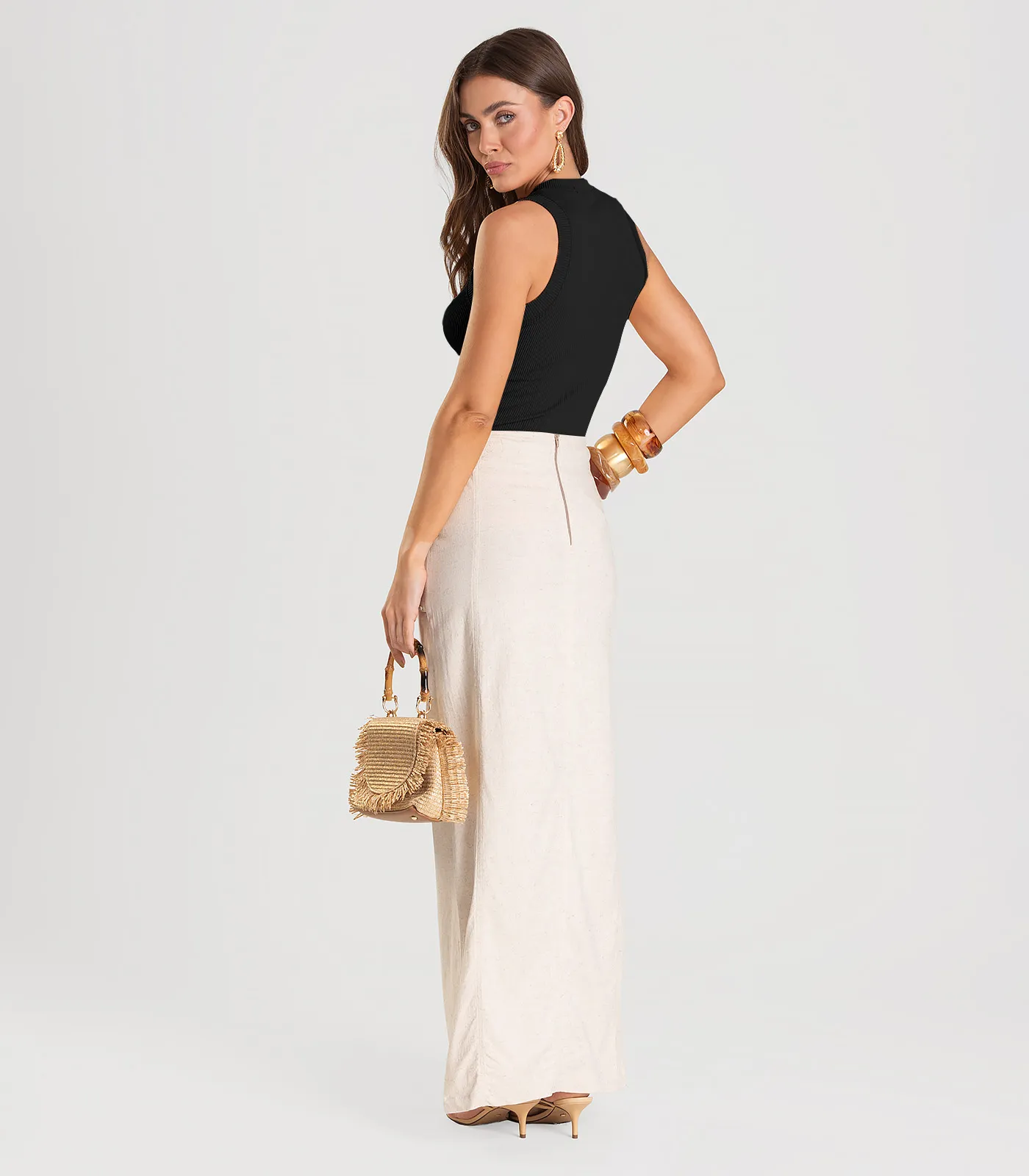 Regata Feminina Canelada Dianna Preto - Imagem 5