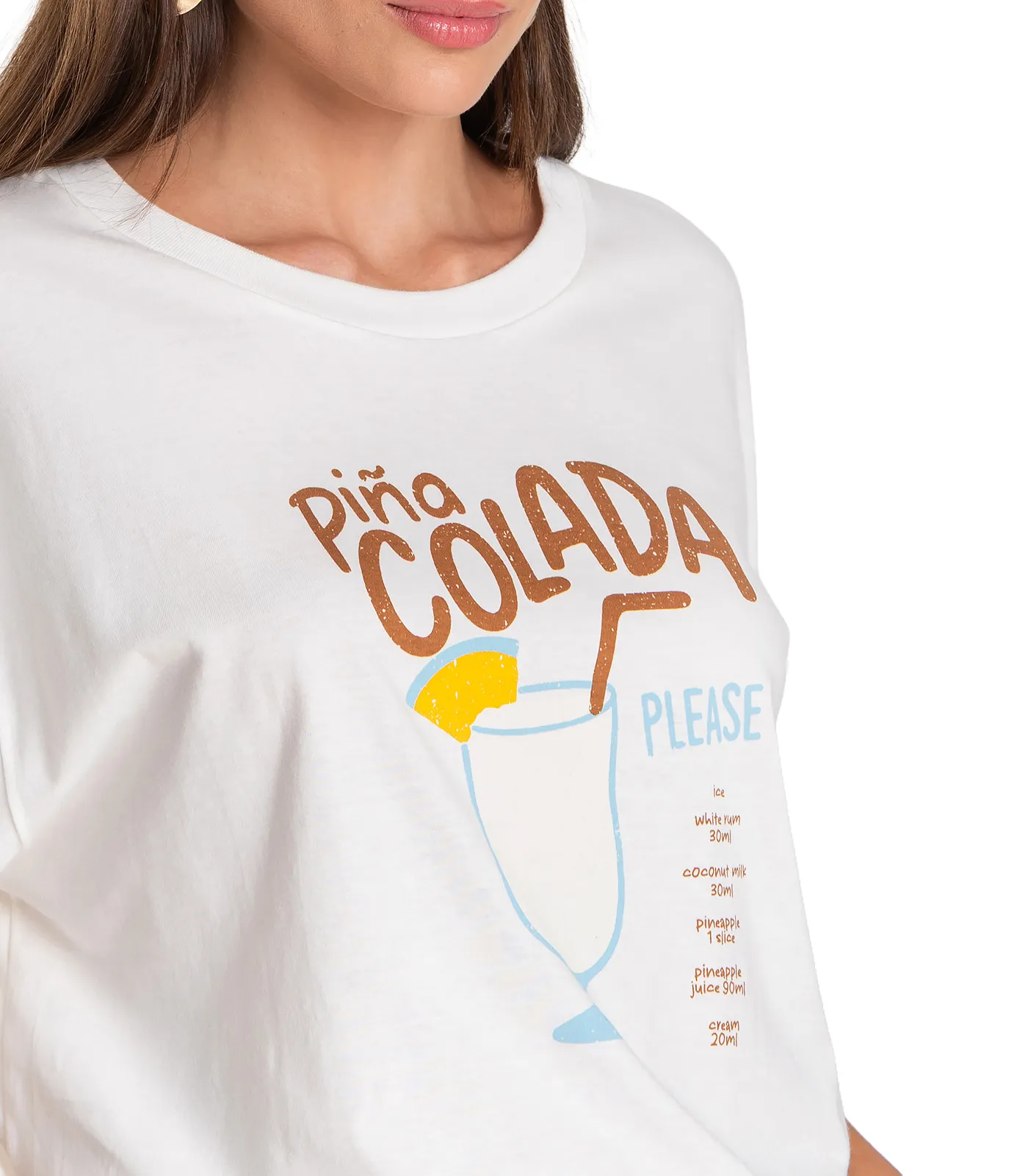 T- Shirt Feminina Oversized Dianna Bege - Imagem 3