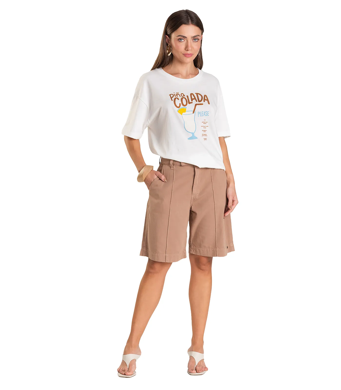 T- Shirt Feminina Oversized Dianna Bege - Imagem 8