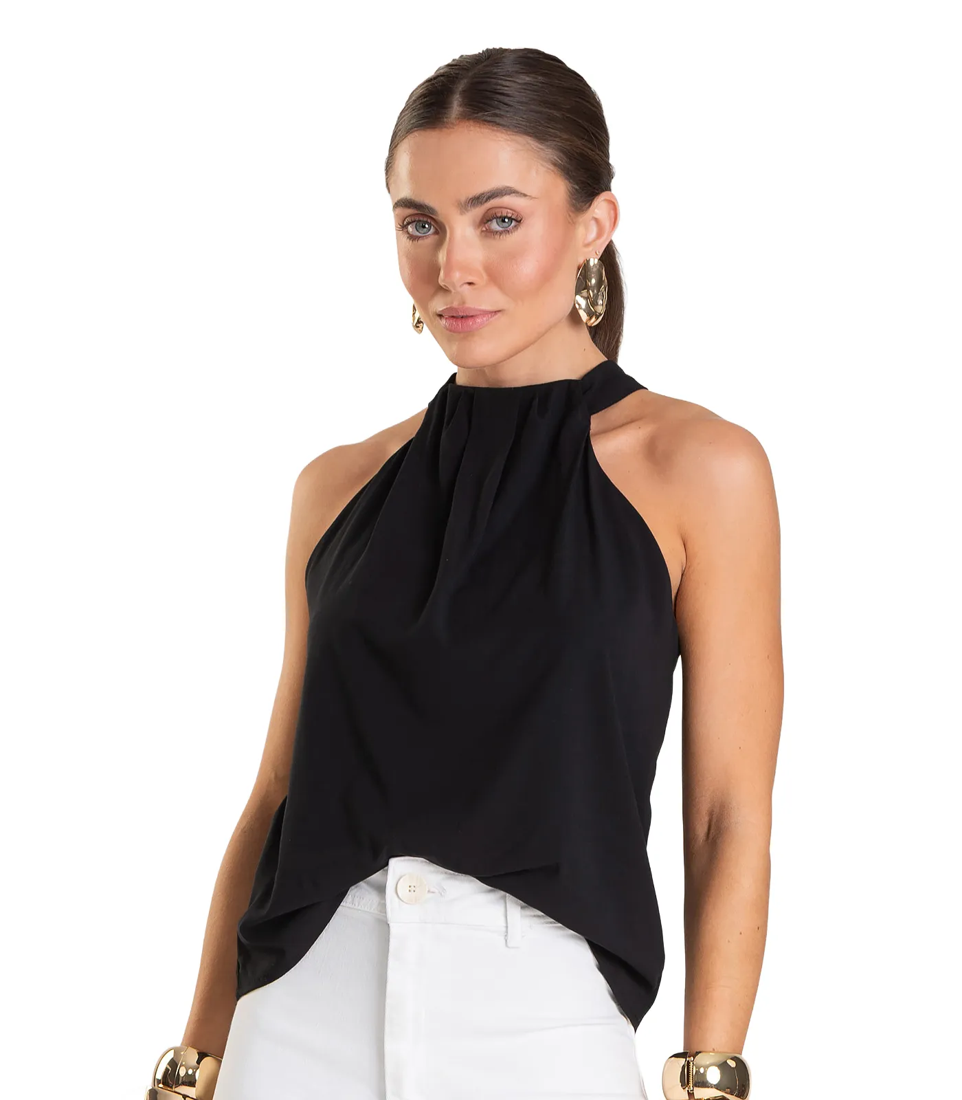 Regata Feminina em Tecido Dianna Preto - Imagem 2