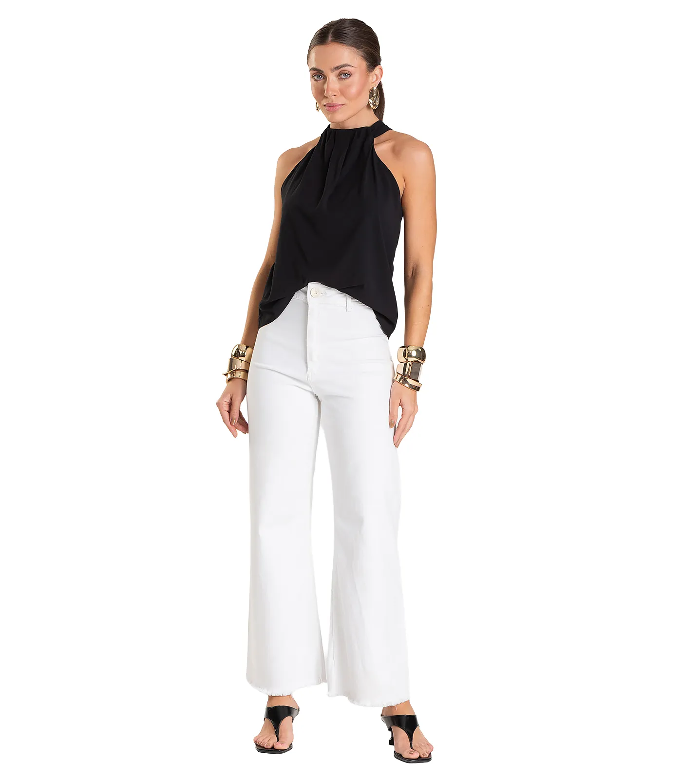 Regata Feminina em Tecido Dianna Preto - Imagem 7