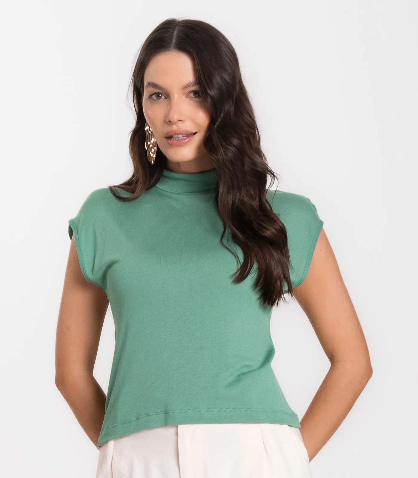 Regata Feminina em Visco Tricot Infinita Cor Verde - Imagem 2