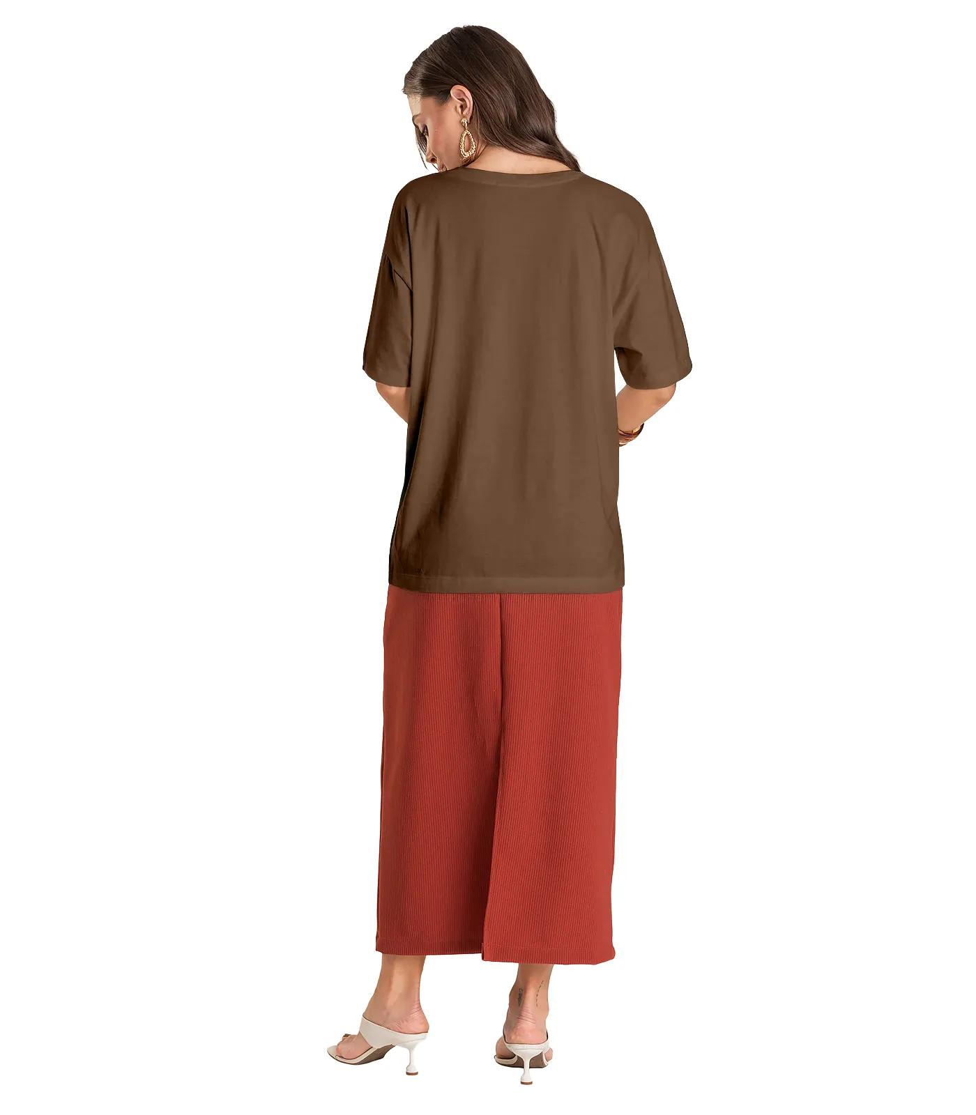 T- Shirt Feminina Oversized Dianna Marrom - Imagem 6