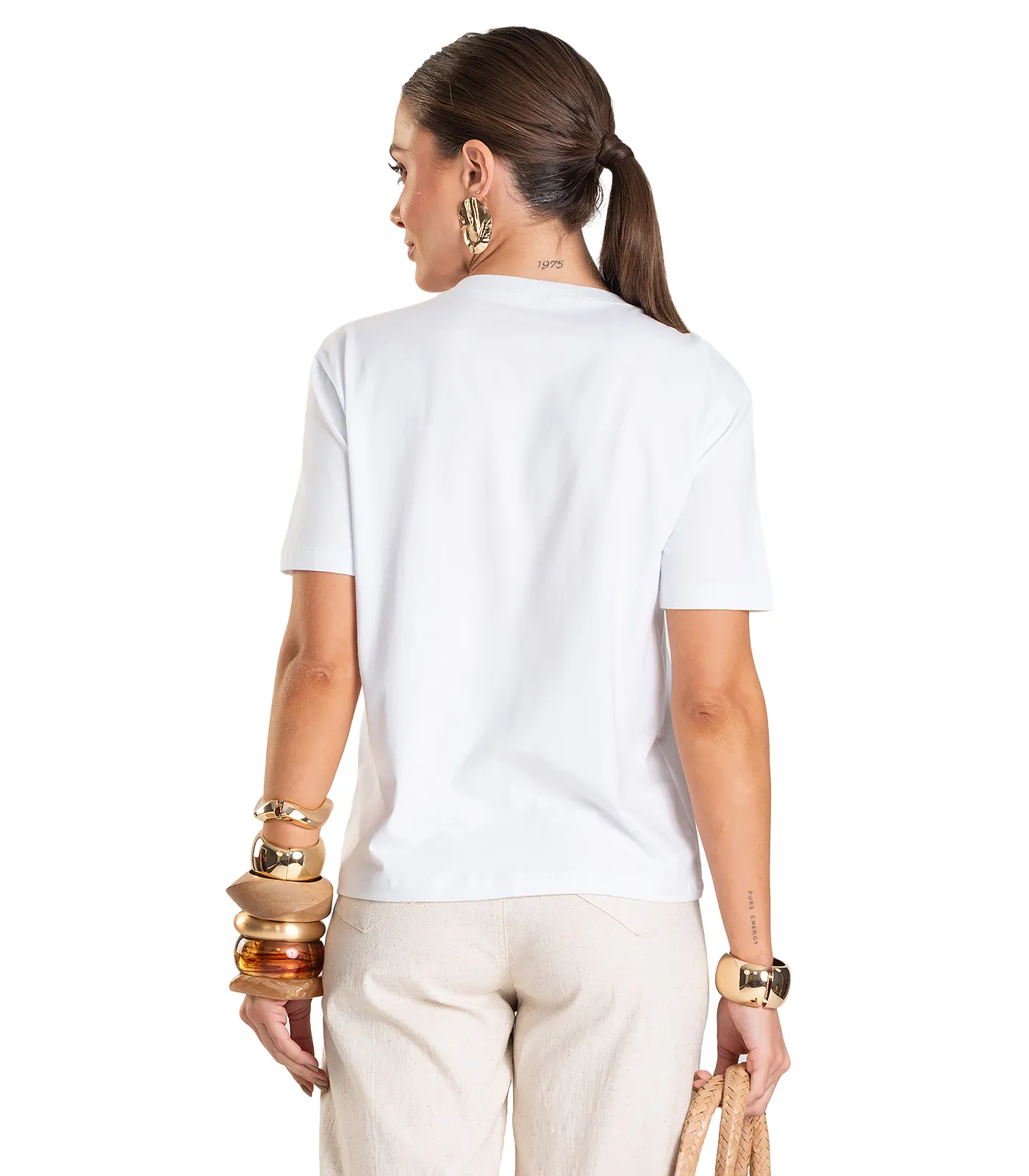 T- Shirt Feminina Com Detalhe em Nó Dianna Branco - Imagem 6