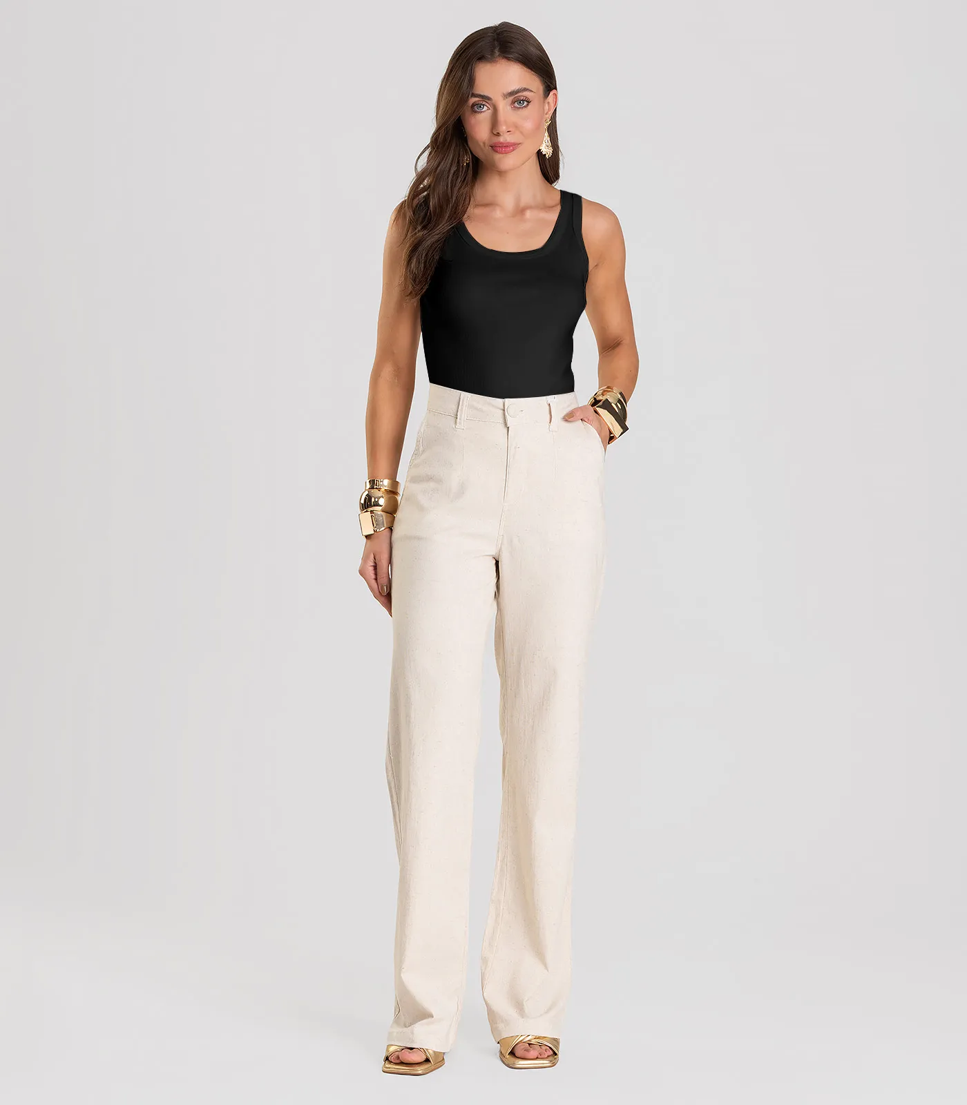 Regata Feminina Canelada Dianna Preto - Imagem 7