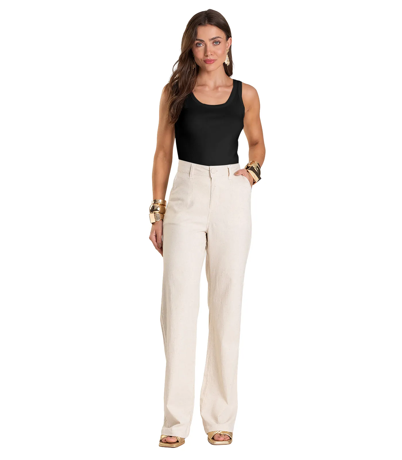 Regata Feminina Canelada Dianna Preto - Imagem 8