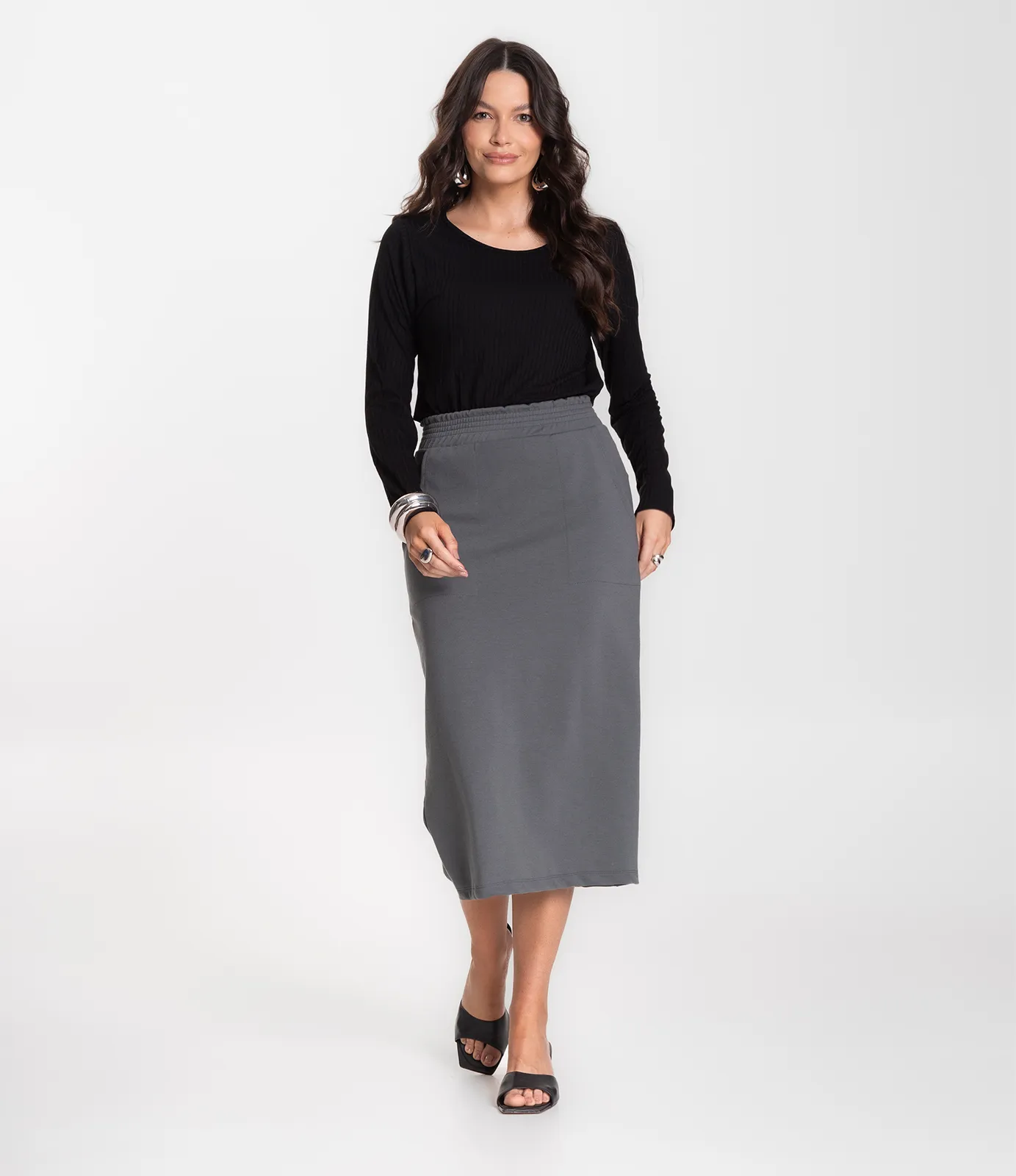 Blusa Feminina Canelada Com Manga Longa Rovitex Preto - Imagem 4