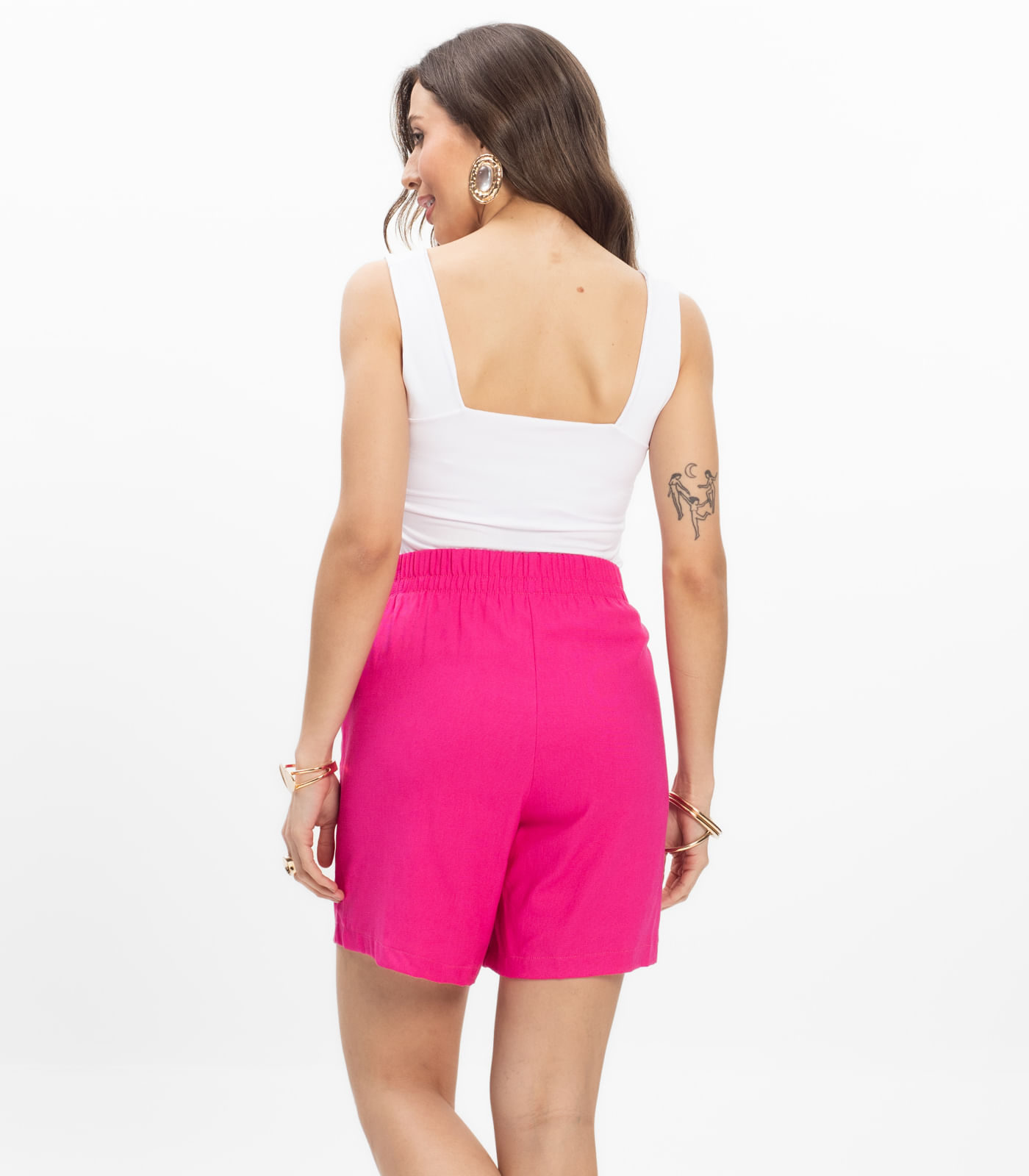 Bermuda Feminina Tecido Linho Rovitex Rosa - Imagem 7