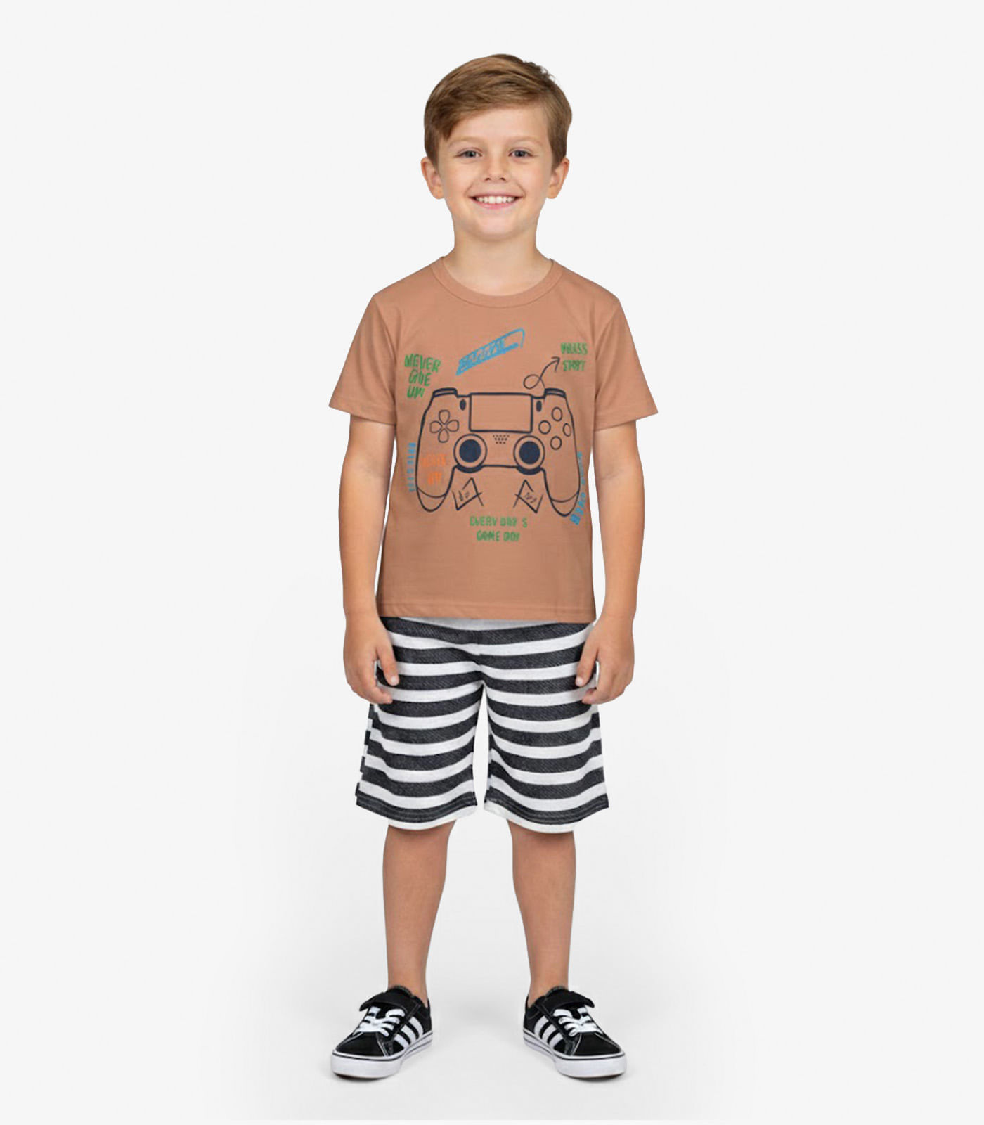 Conjunto Infantil Curto Verão Menino Select Marrom