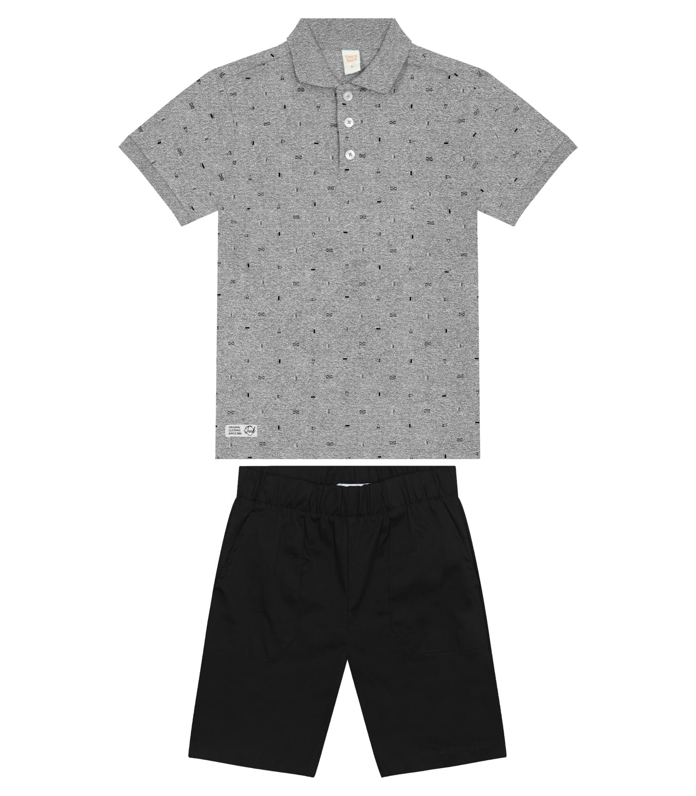 Conjunto Infantil Polo Com Bermuda Trick Nick Cinza
