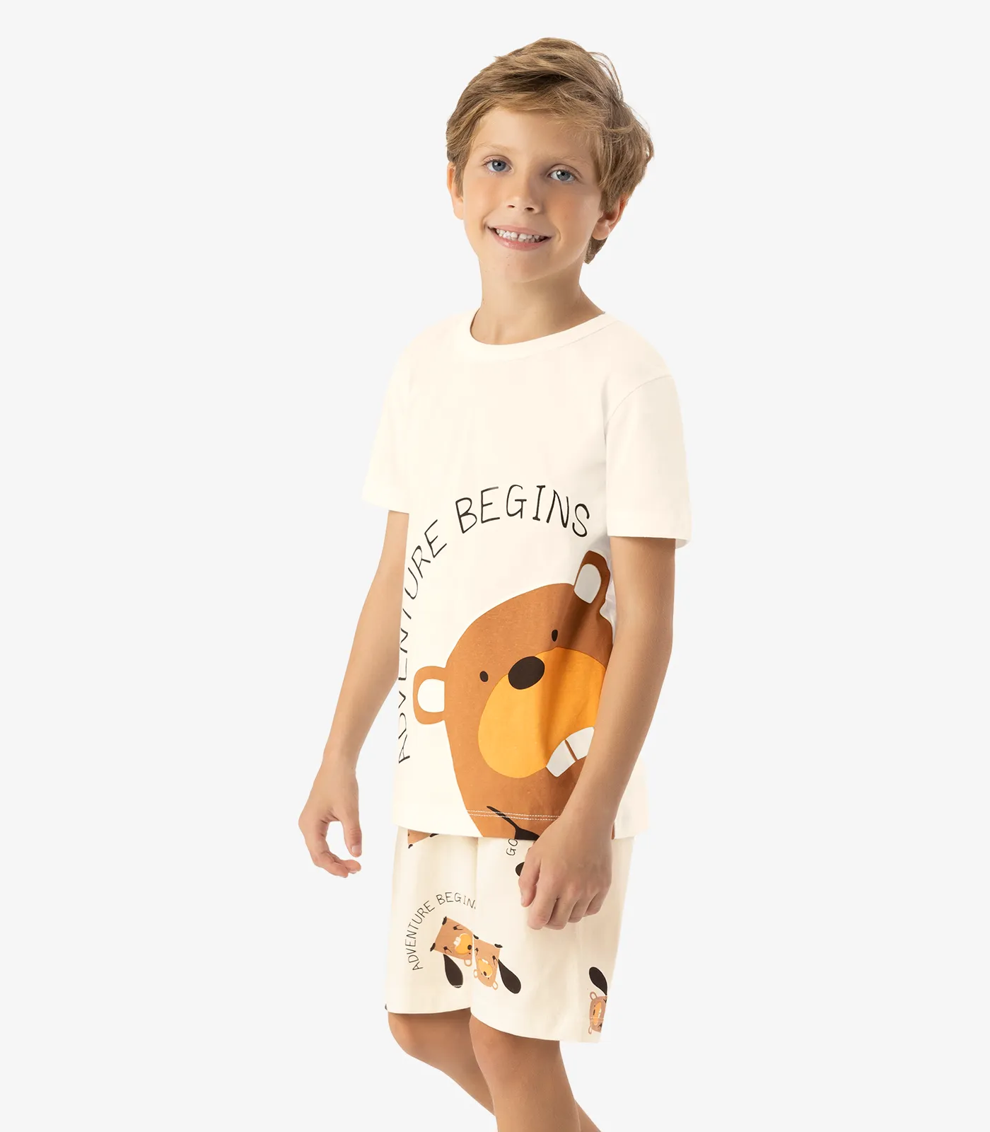 Pijama Meia Malha Rovi Kids Bege