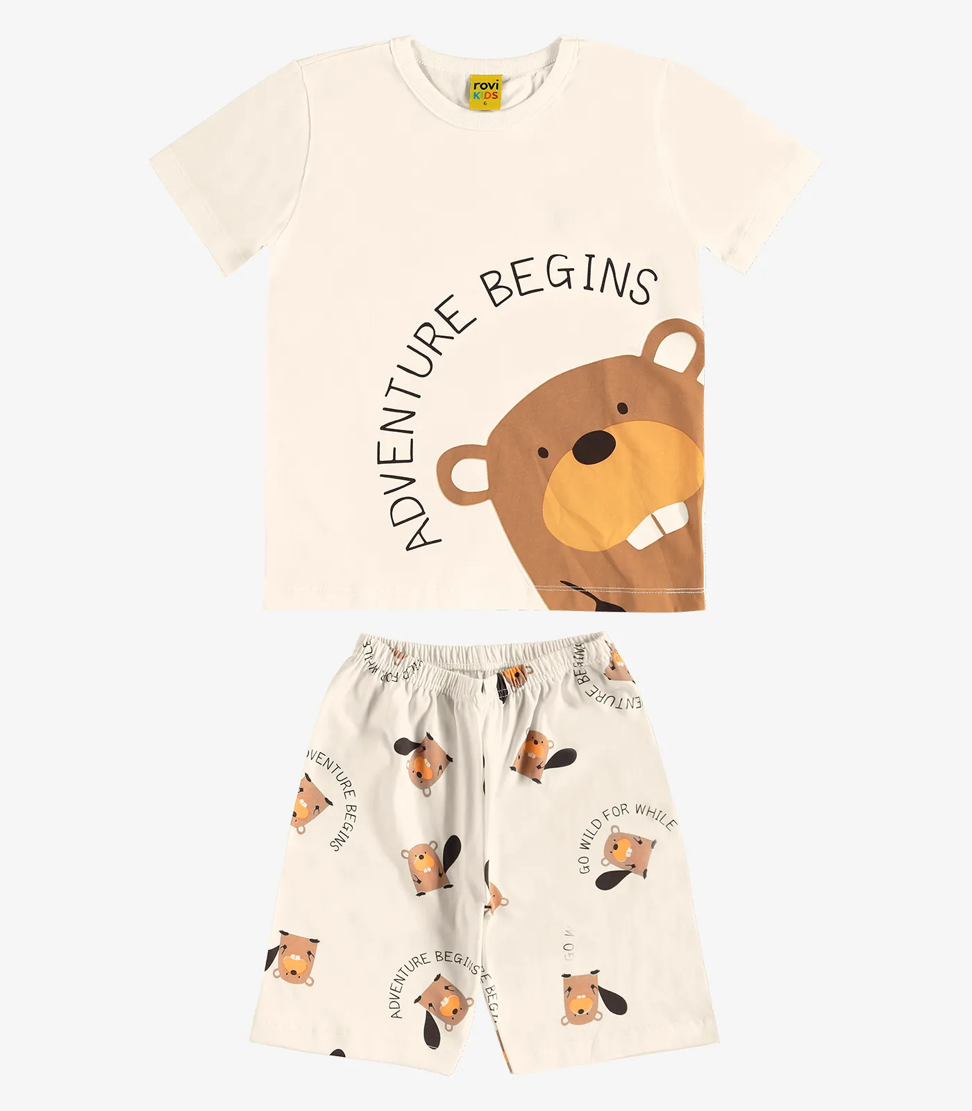 Pijama Meia Malha Rovi Kids Bege - Imagem 6