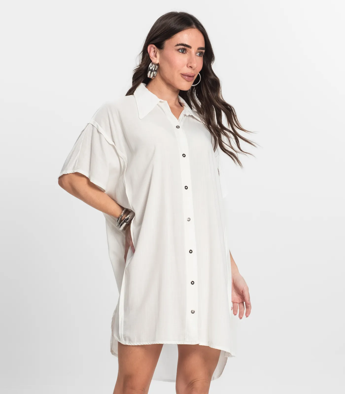 Vestido Chemise Feminino Com Gola Endless Bege - Imagem 2