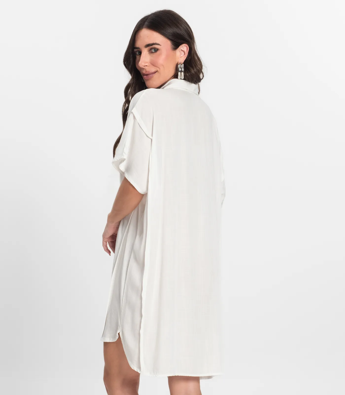 Vestido Chemise Feminino Com Gola Endless Bege - Imagem 3