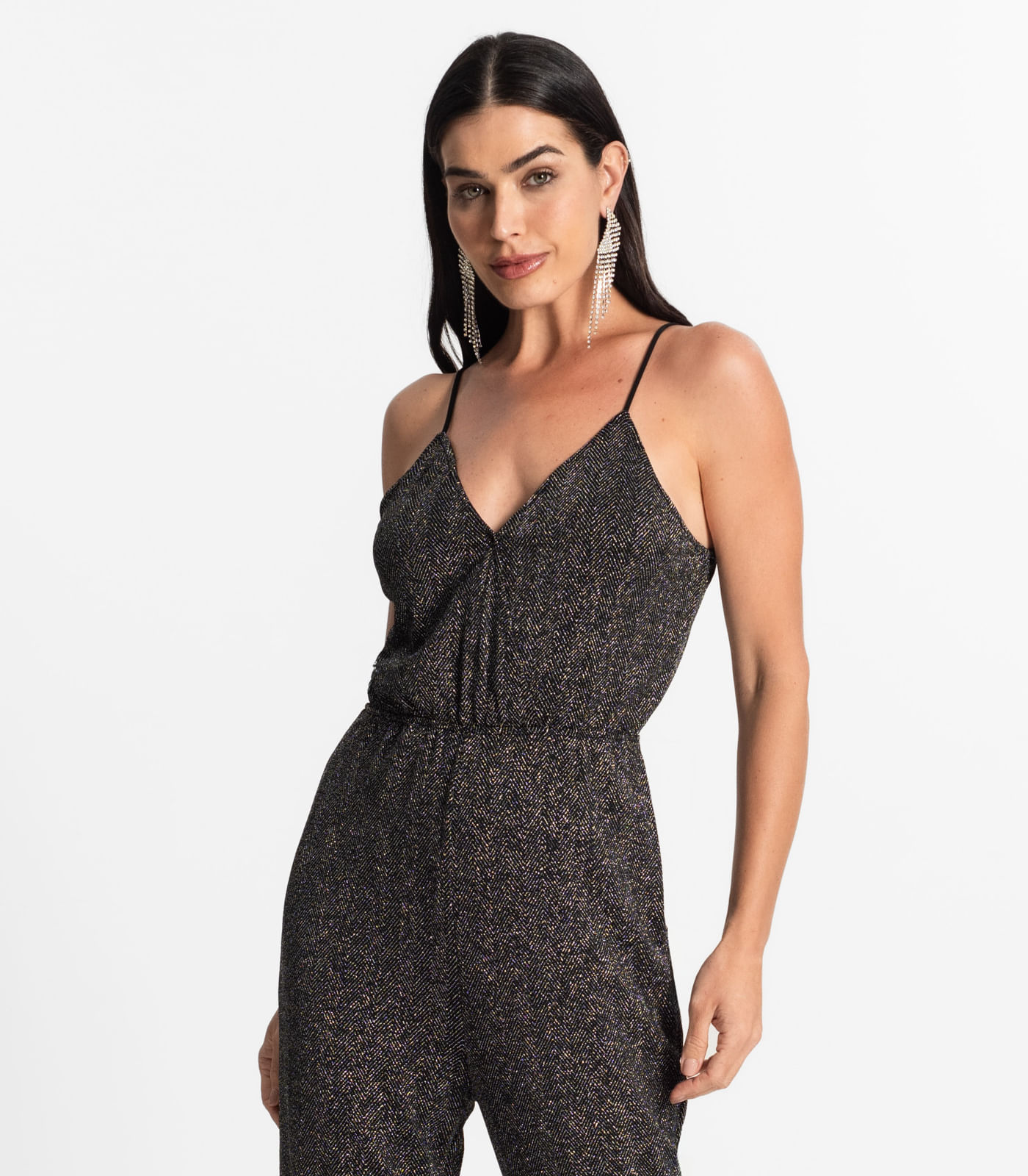 Macacão Feminino Em Lurex Endless Cinza - Imagem 4