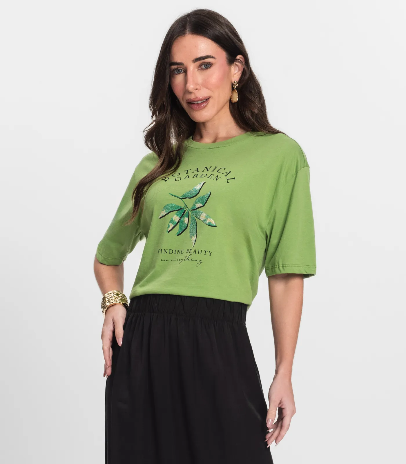 Camiseta Feminino Manga Curta Meia Malha Endless Verde