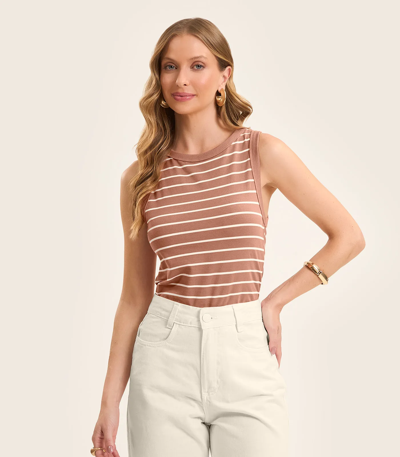 Regata Feminina em Cotton Leve Rovitex Marrom - Imagem 2