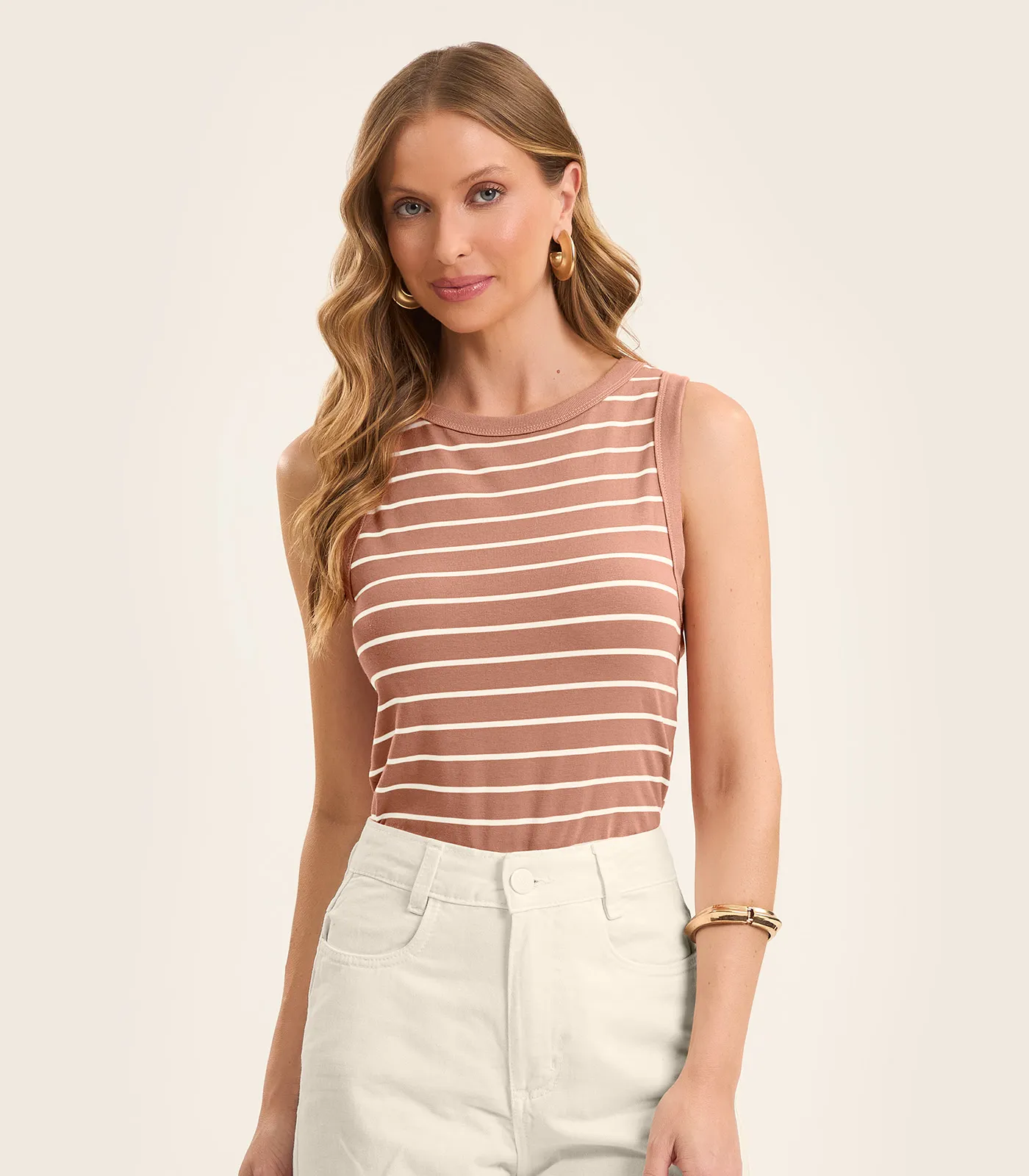 Regata Feminina em Cotton Leve Rovitex Marrom - Imagem 3