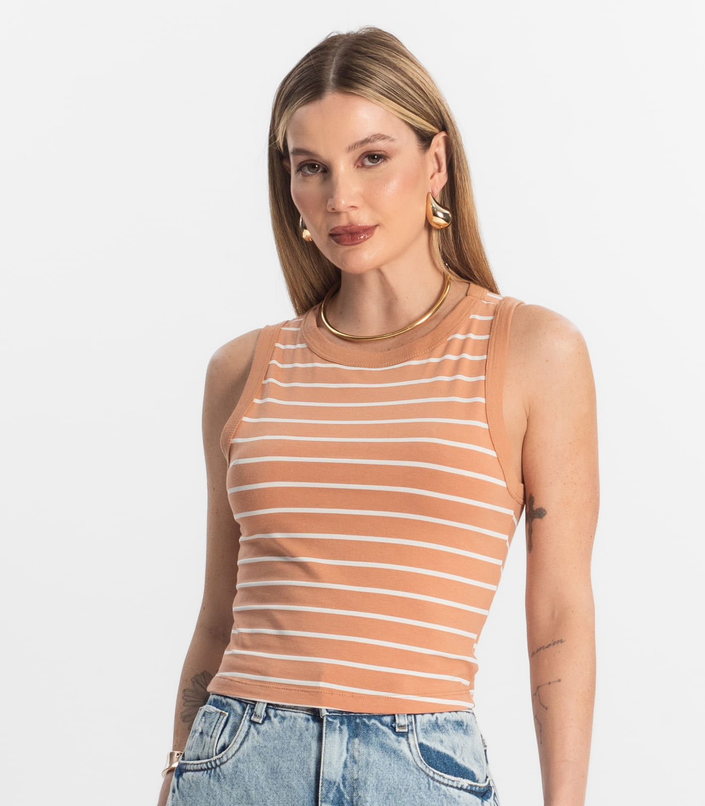 Regata Feminina em Cotton Leve Rovitex Marrom - Imagem 4